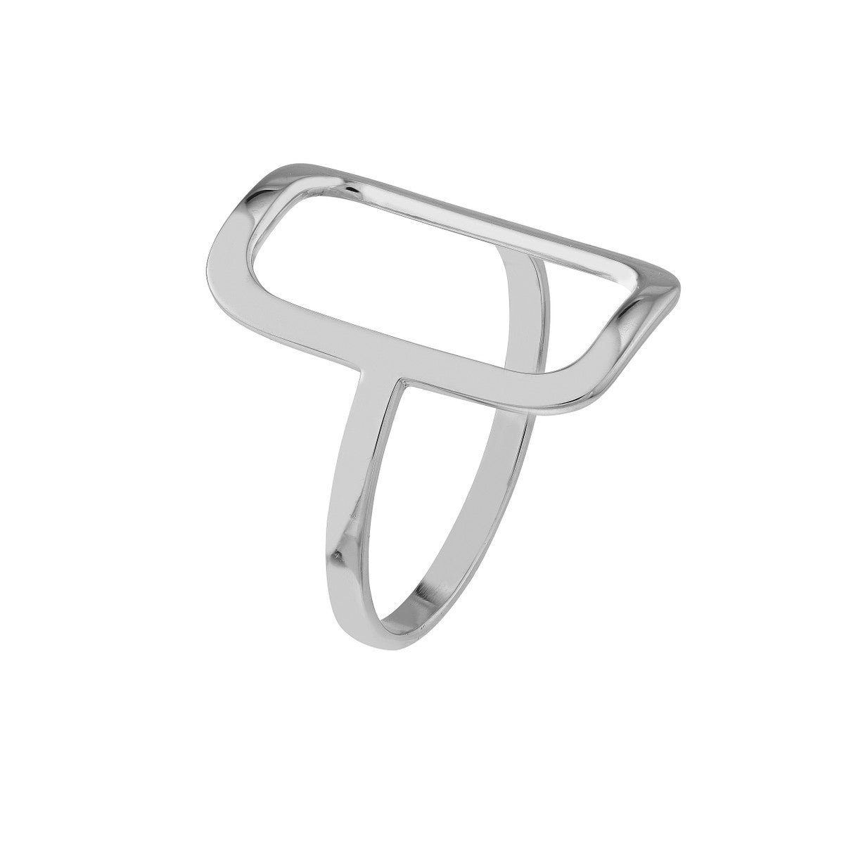 14K White Gold Rectangular Negative Space Ring