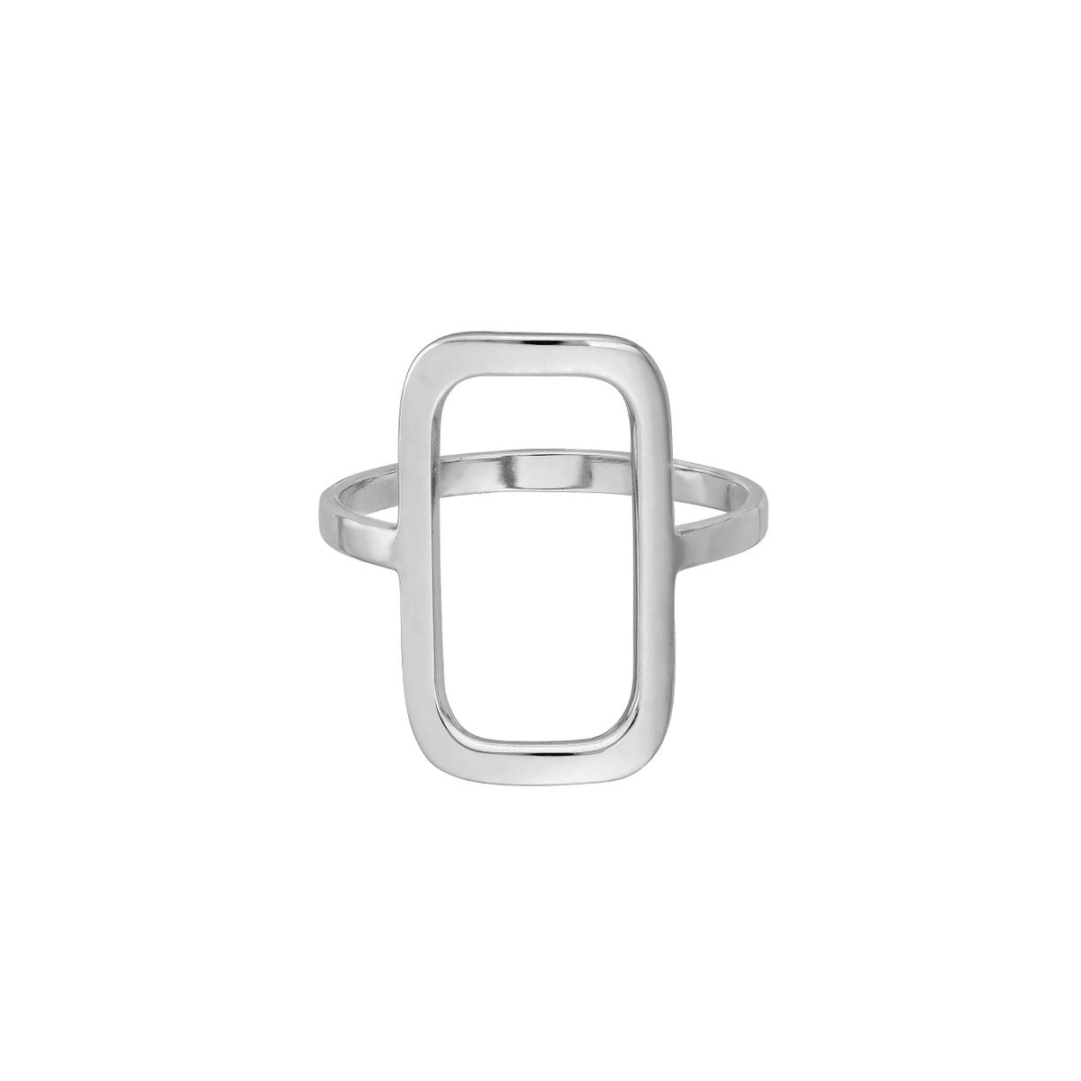 14K White Gold Rectangular Negative Space Ring