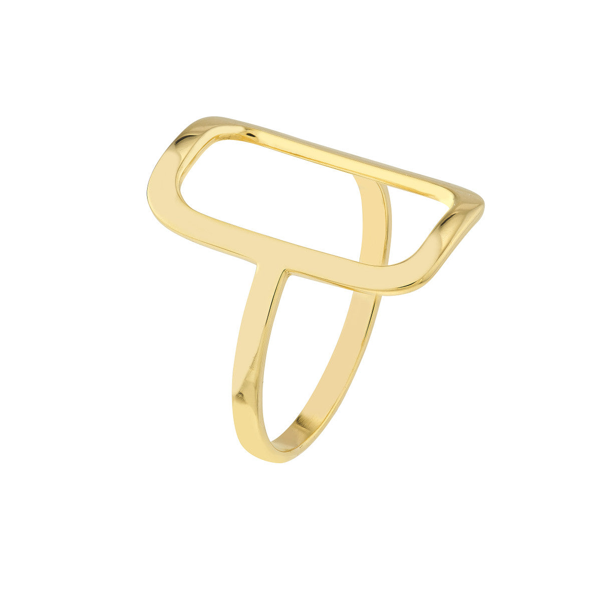 14K Yellow Gold Rectangular Negative Space Ring