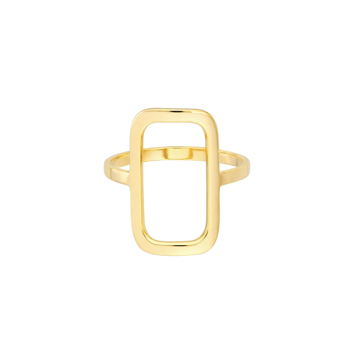 14K Yellow Gold Rectangular Negative Space Ring