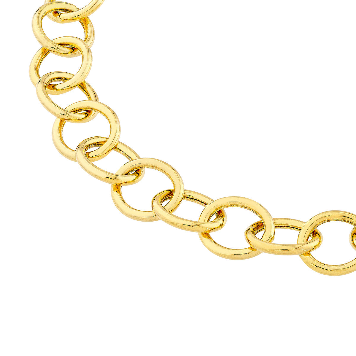 14K Yellow Gold Hollow Round Link Bracelet