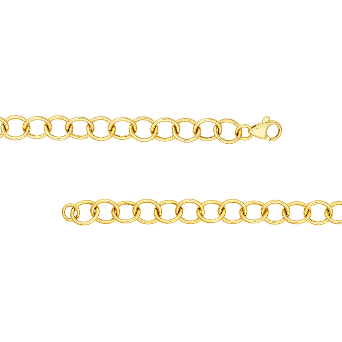 14K Yellow Gold Hollow Round Link Bracelet