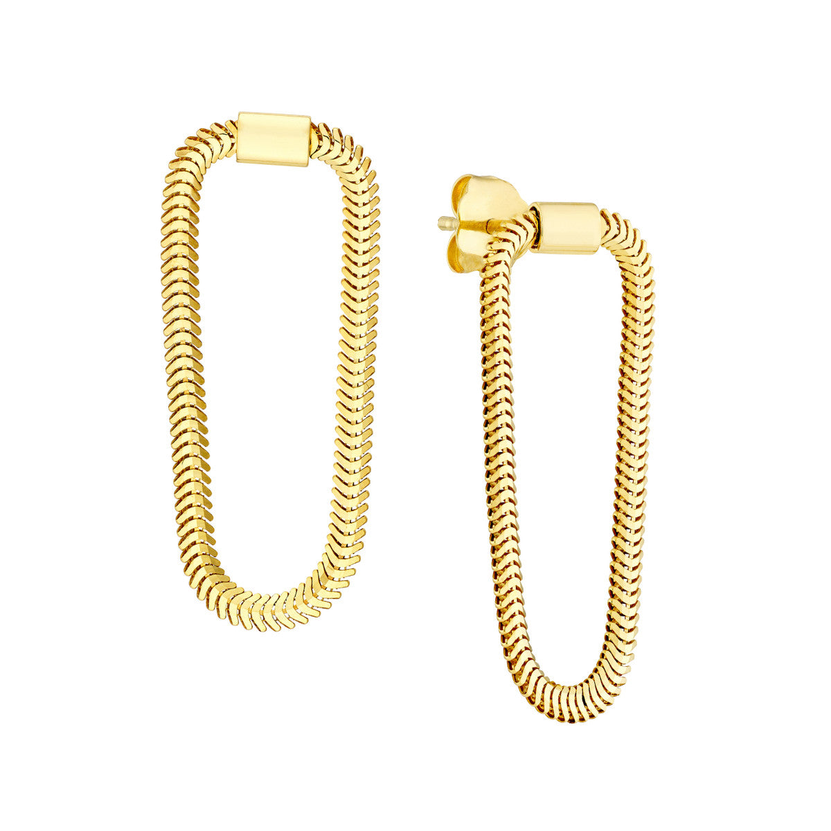 14K Yellow Gold Snake Chain Earrings