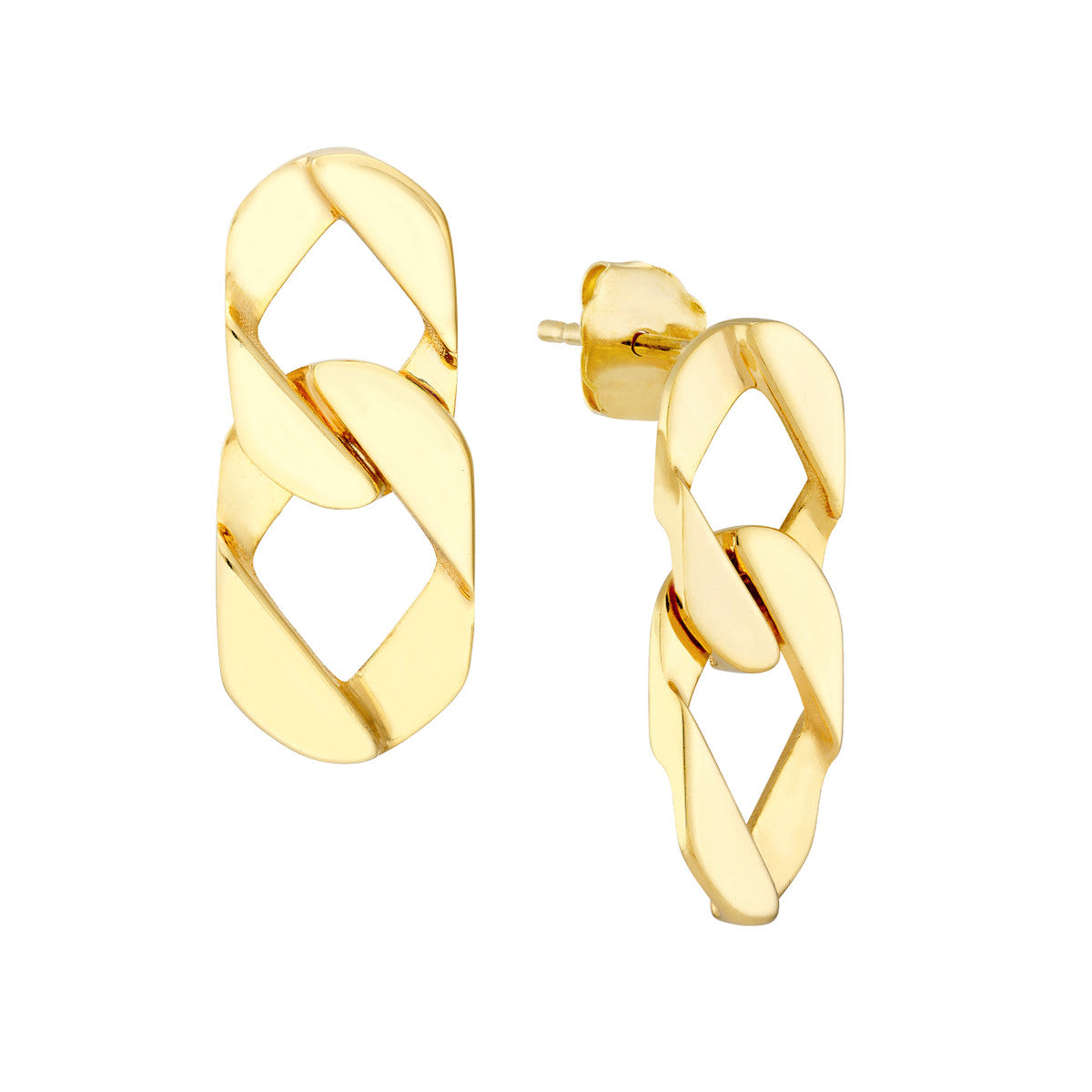 14K Yellow Gold Graduated Curb Link Earrings