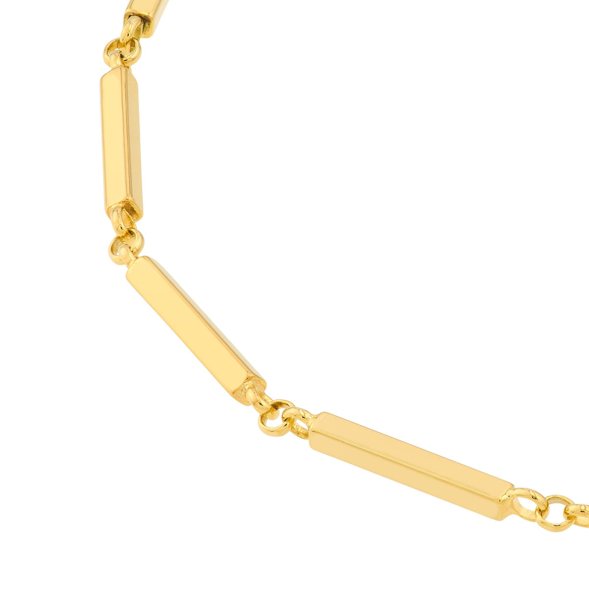 14K Yellow Gold Rectangle Bar Station Bracelet