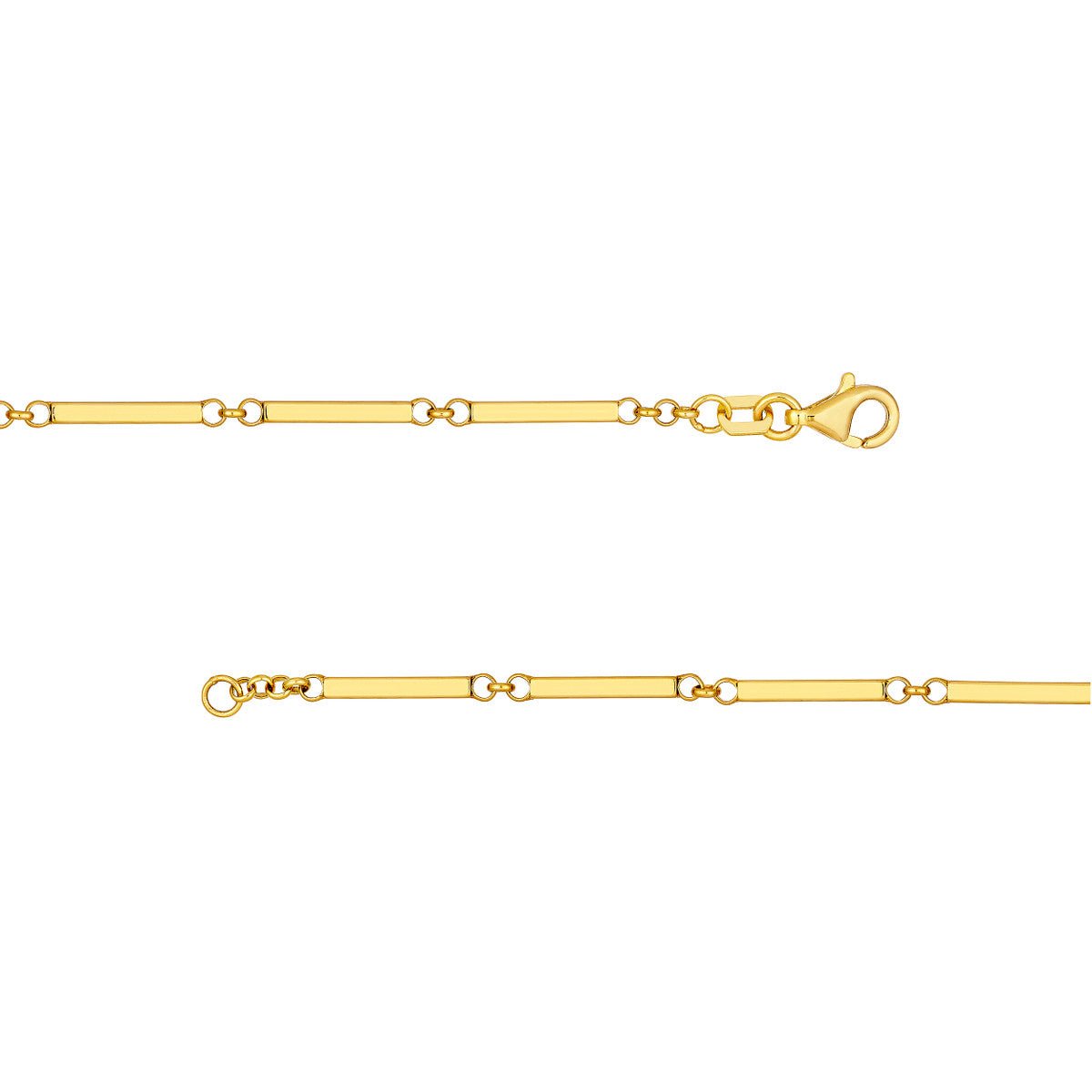 14K Yellow Gold Rectangle Bar Station Bracelet