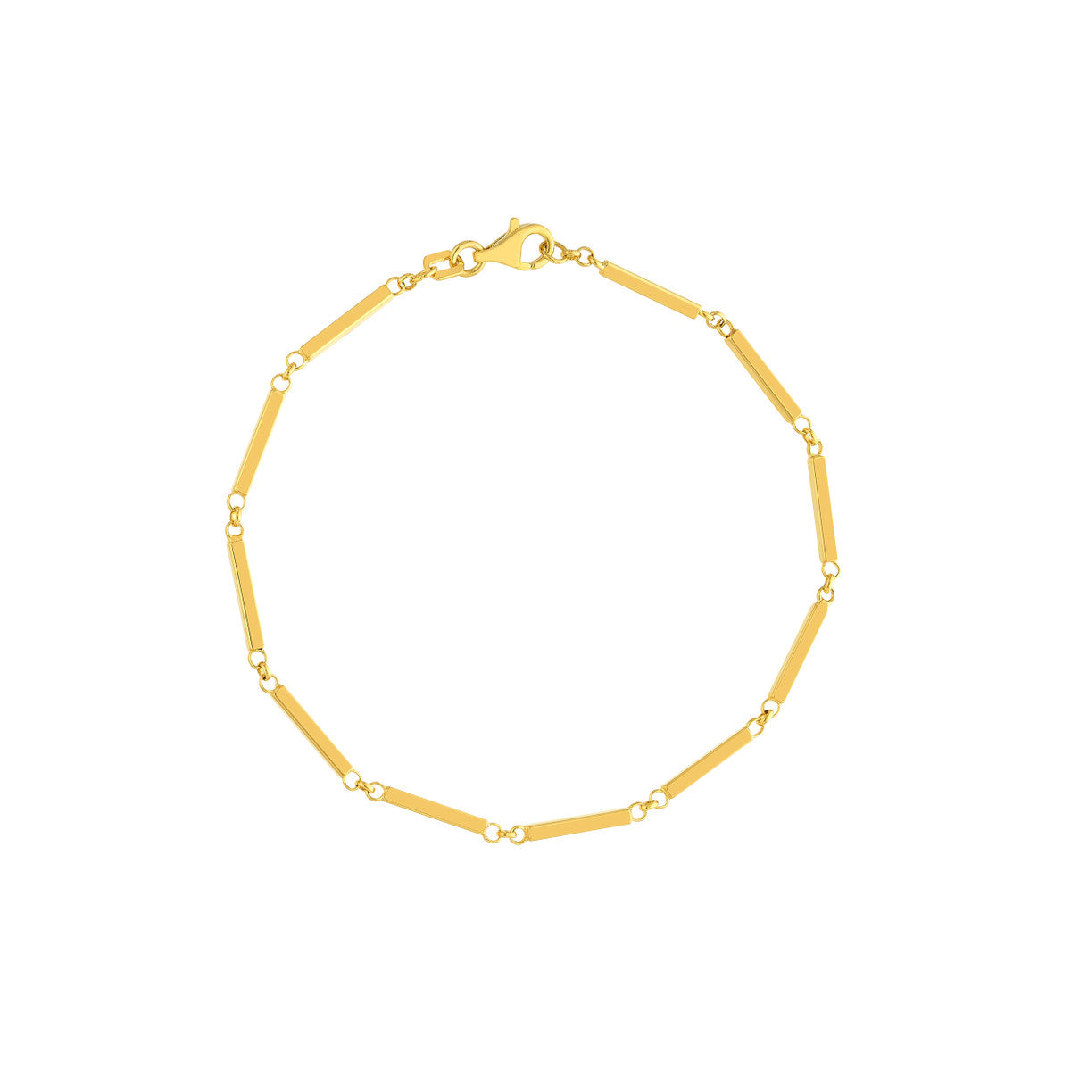 14K Yellow Gold Rectangle Bar Station Bracelet