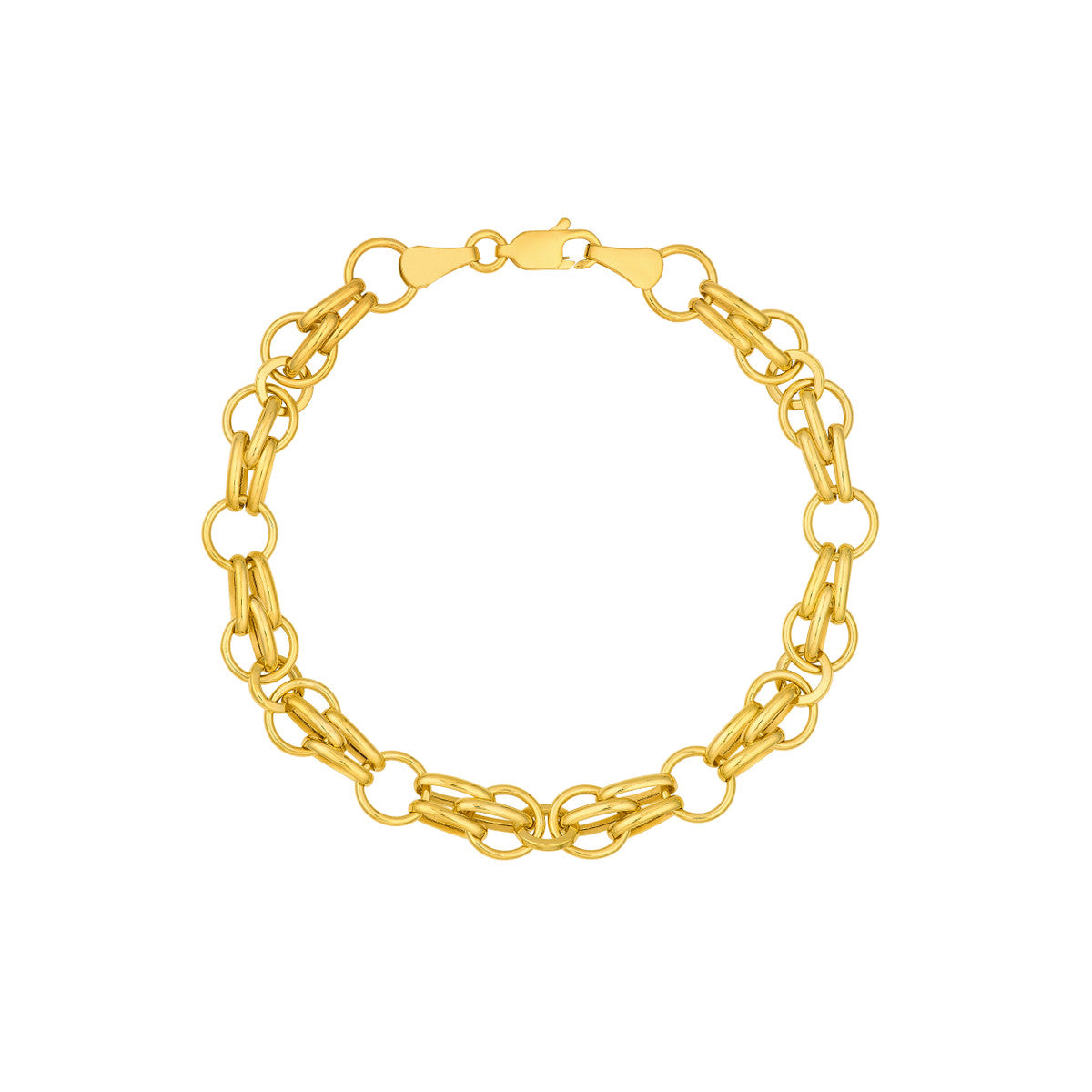 14K Yellow Gold Fantasy Chain Link Bracelet