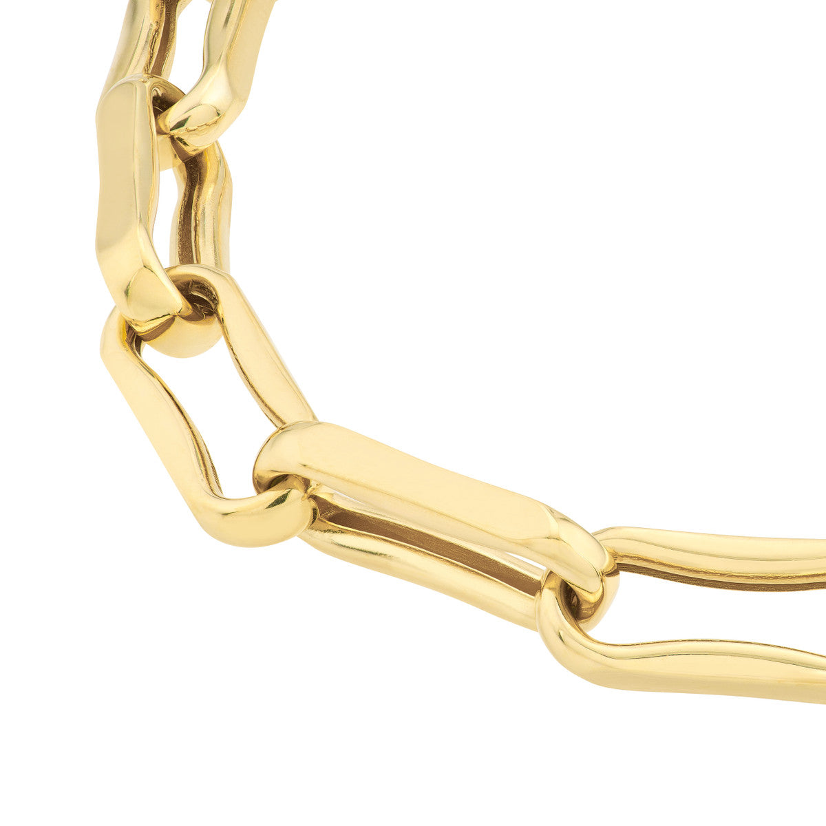 14K Yellow Gold Pinched Oval Link Bracelet