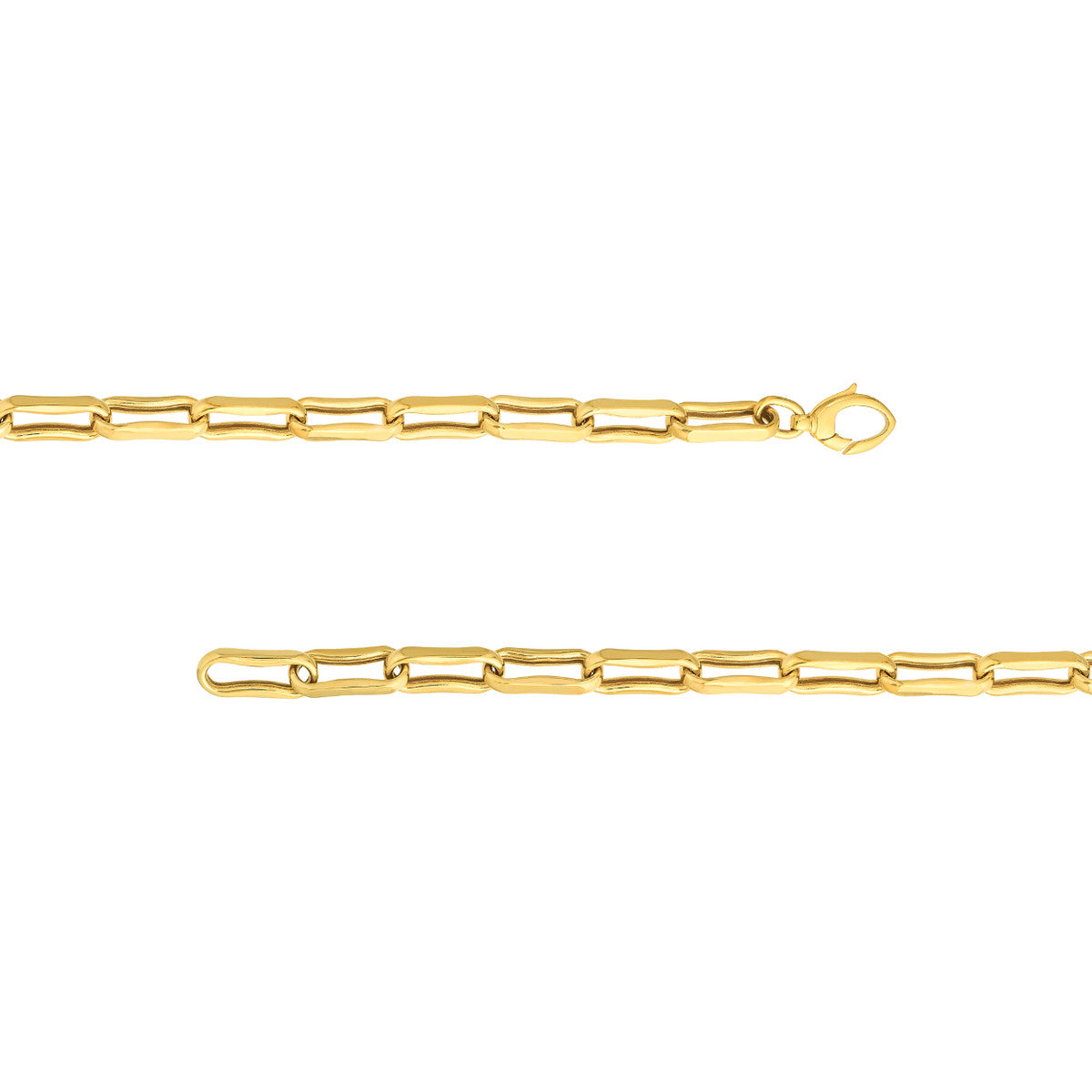 14K Yellow Gold Pinched Oval Link Bracelet