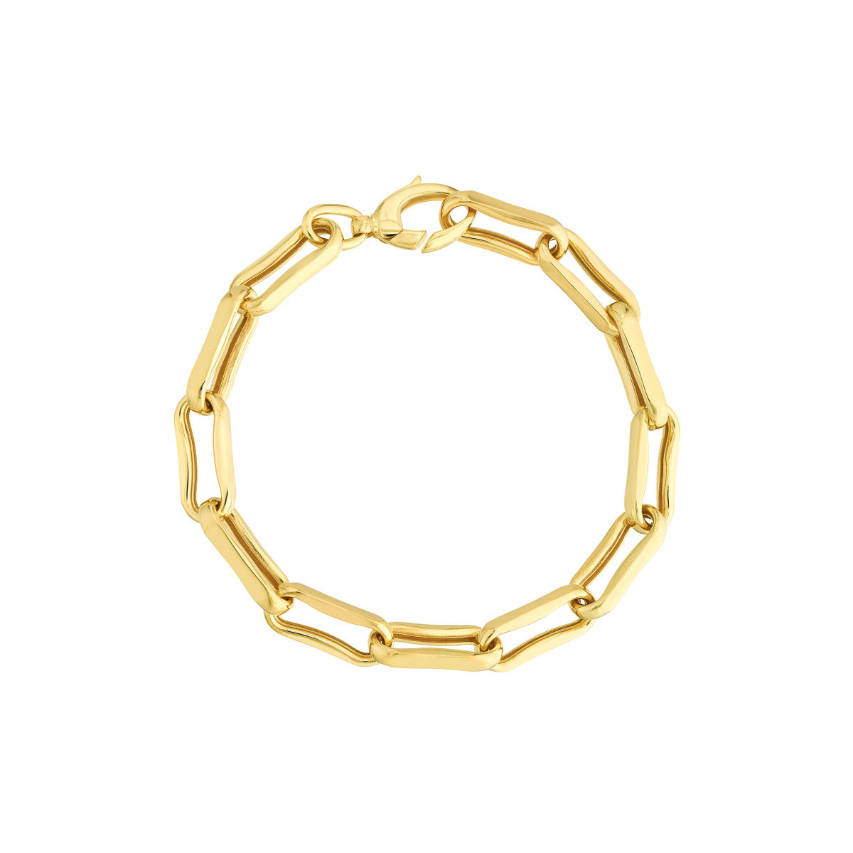 14K Yellow Gold Pinched Oval Link Bracelet