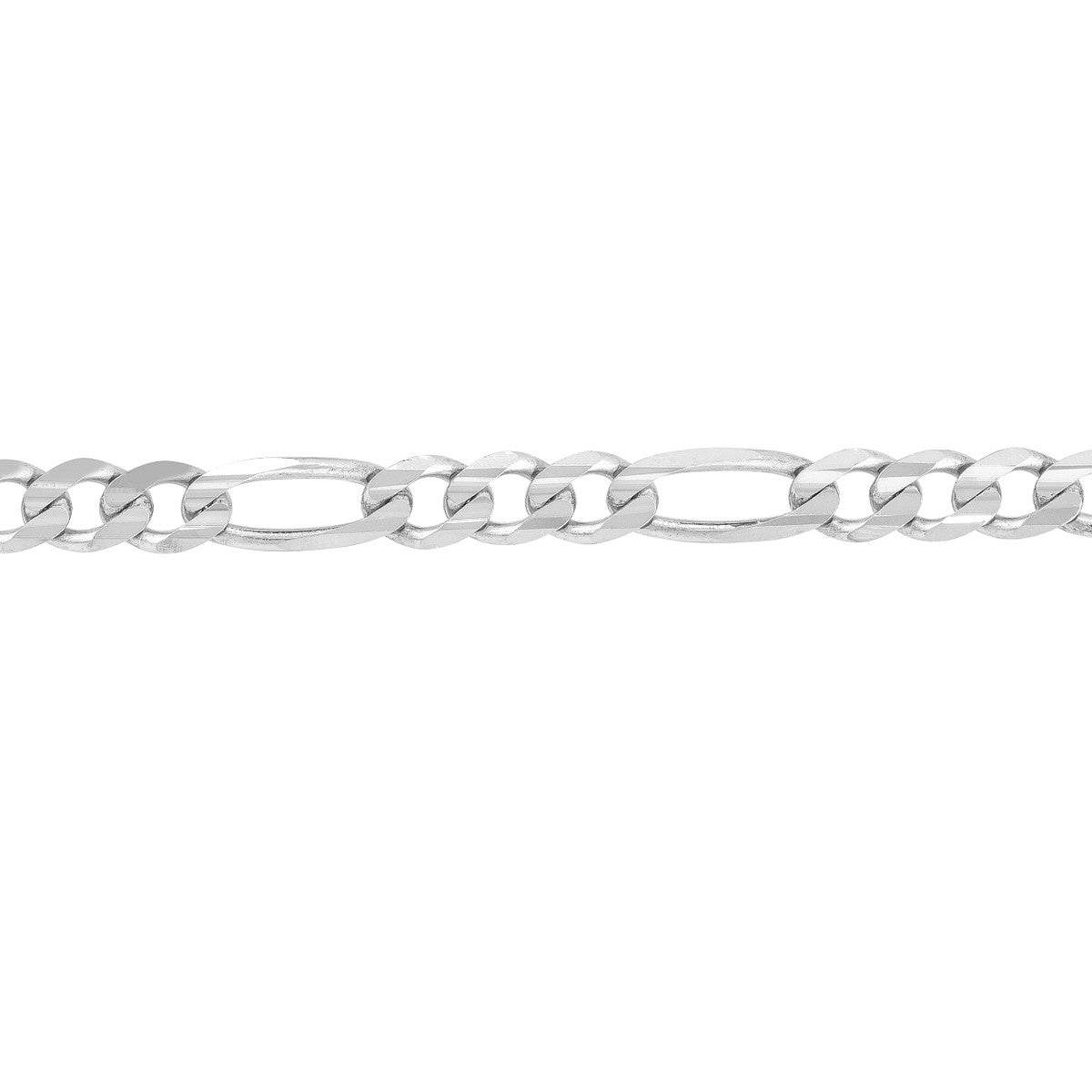 14K White Gold Figaro Chain Link Bracelet