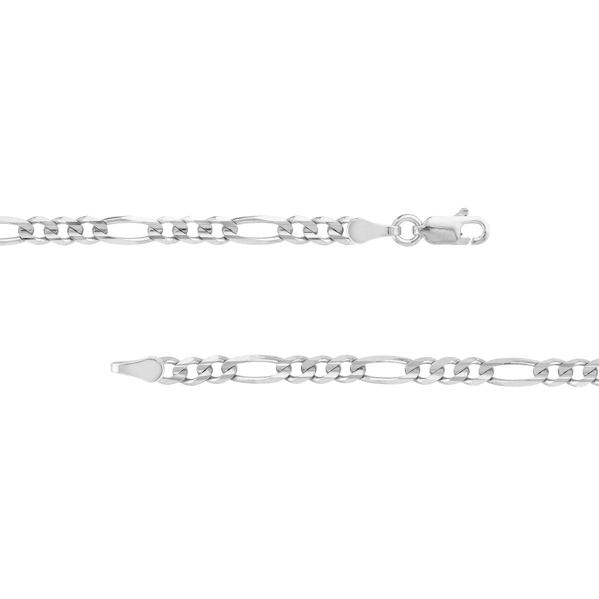 14K White Gold Figaro Chain Link Bracelet