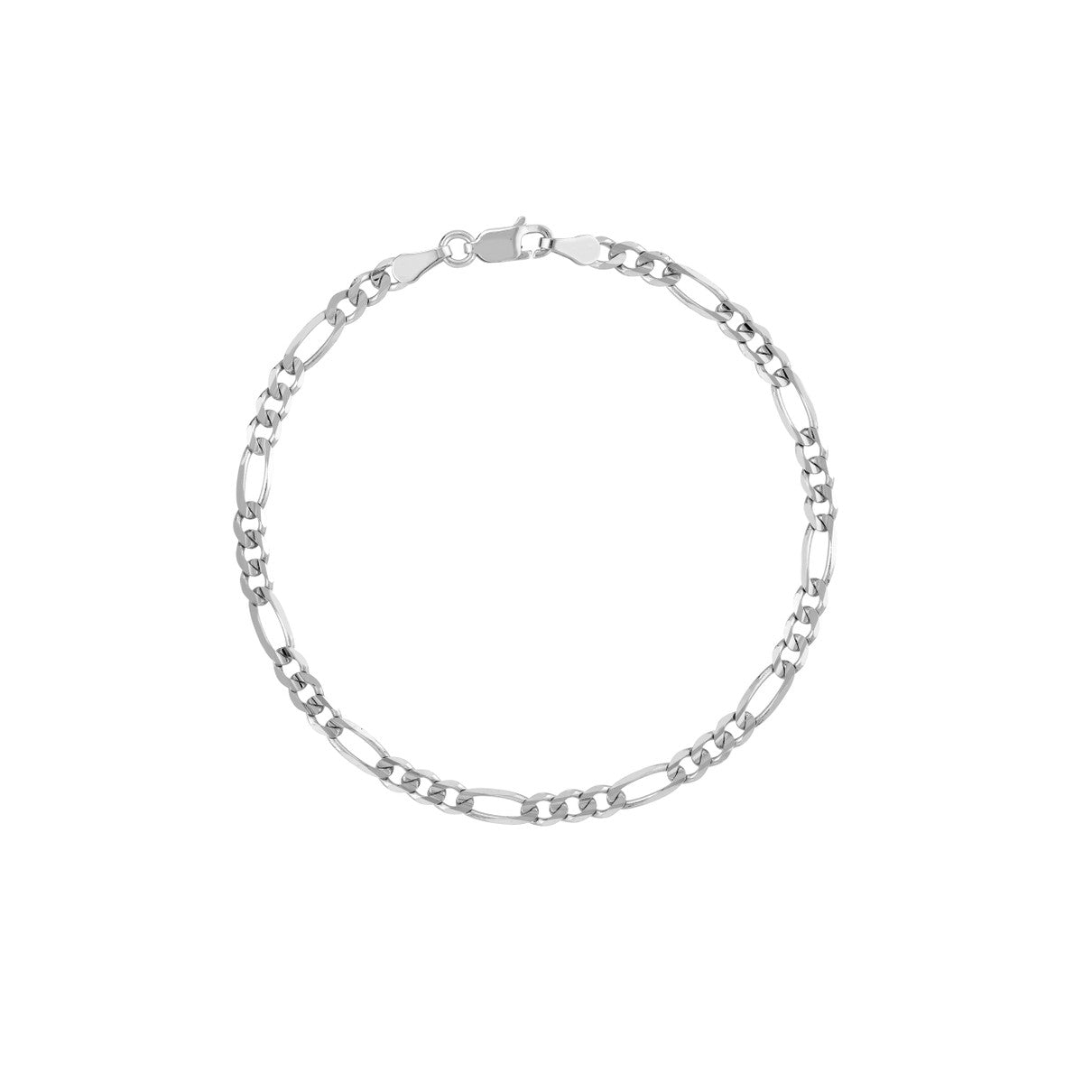 14K White Gold Figaro Chain Link Bracelet