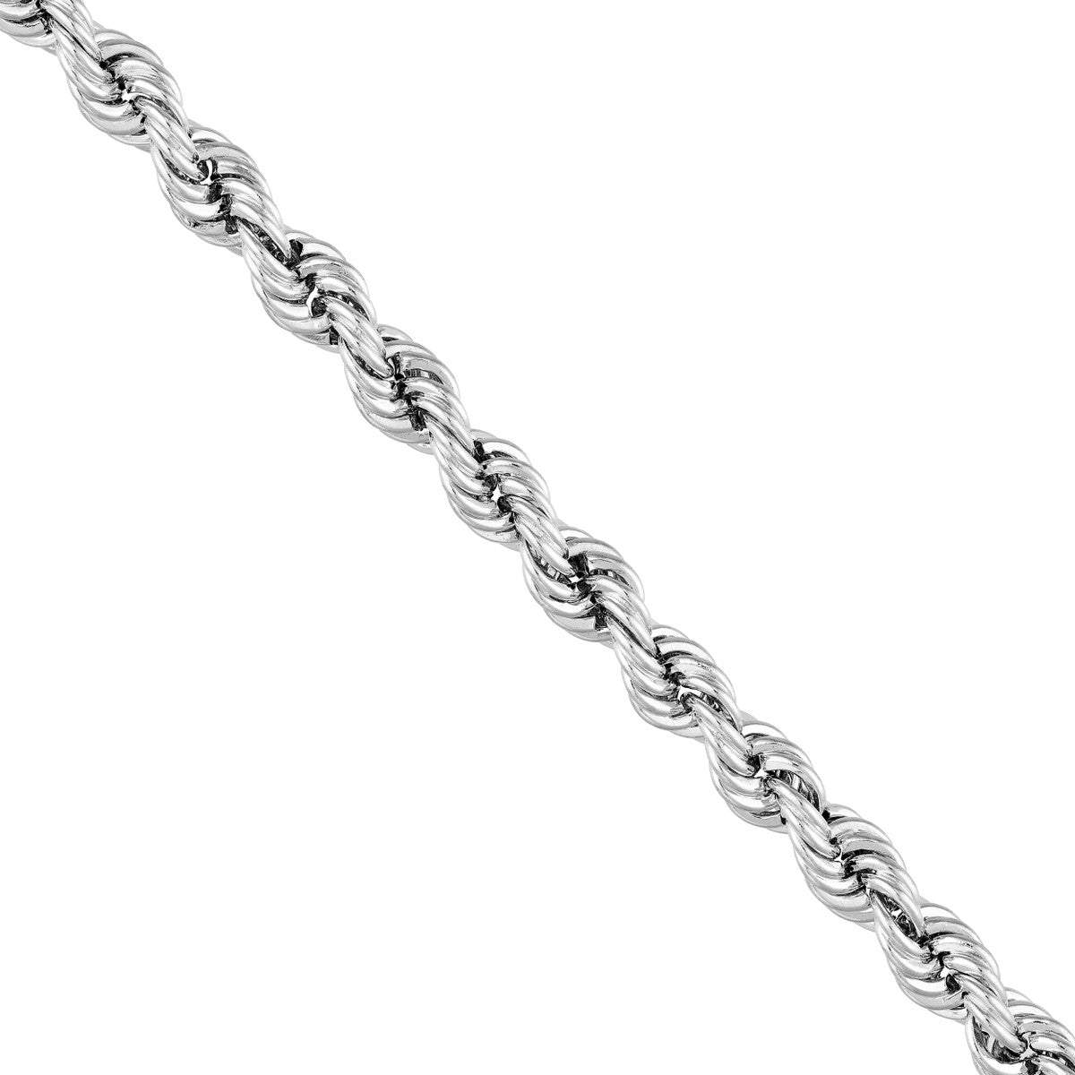 14K White Gold Light Rope Chain Bracelet