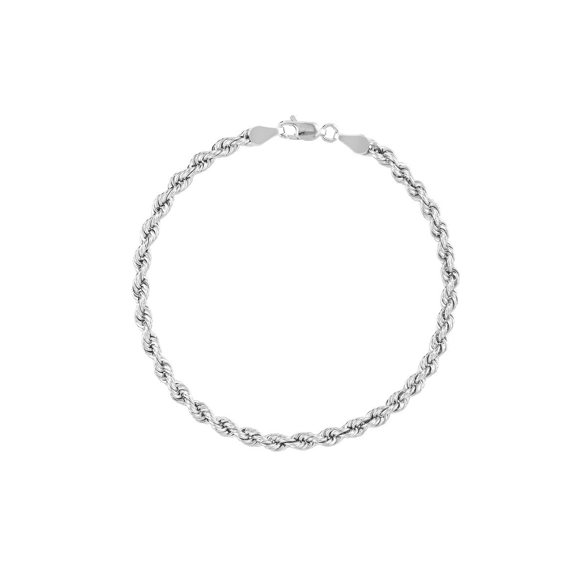 14K White Gold Light Rope Chain Bracelet