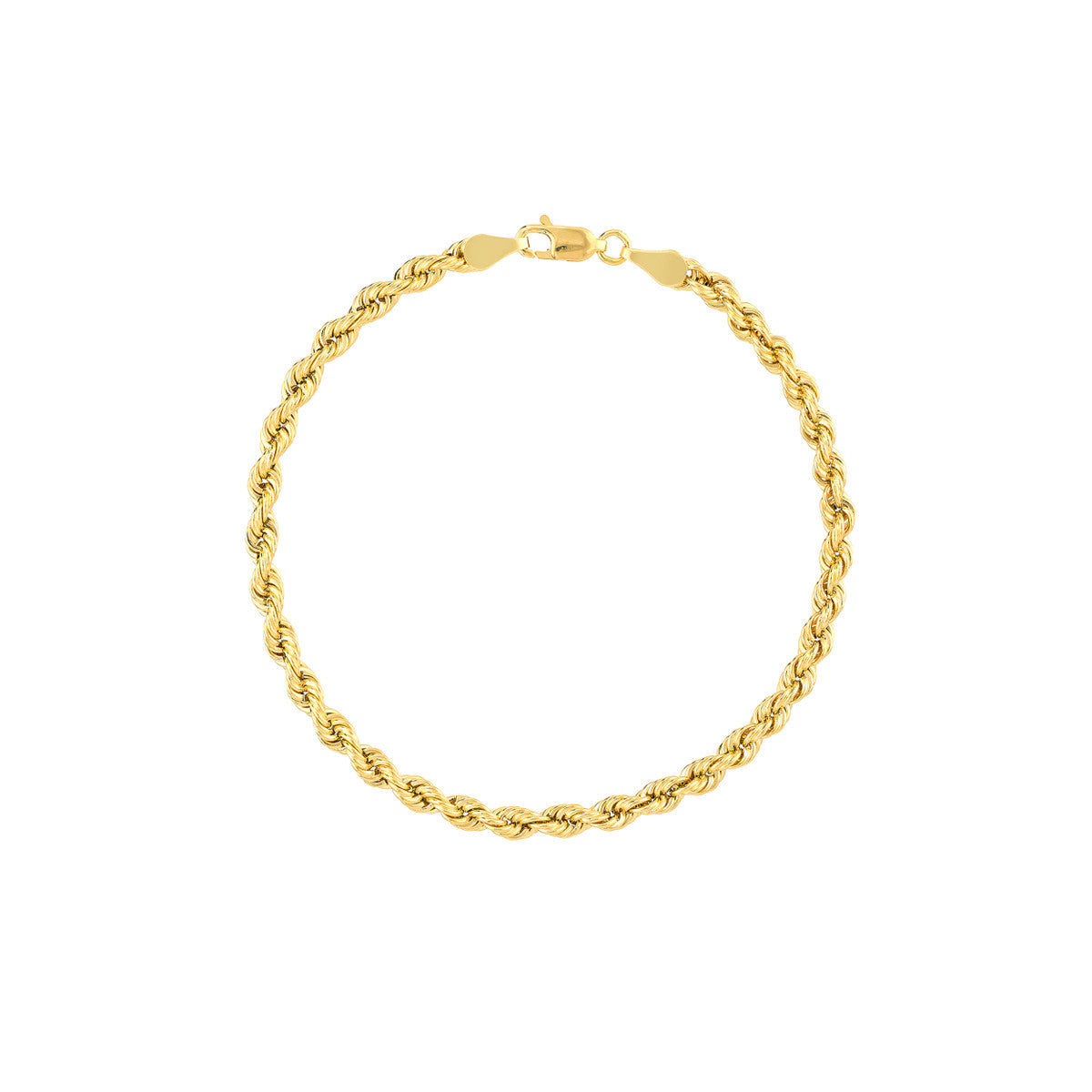 14K Yellow Gold Light Rope Chain Bracelet