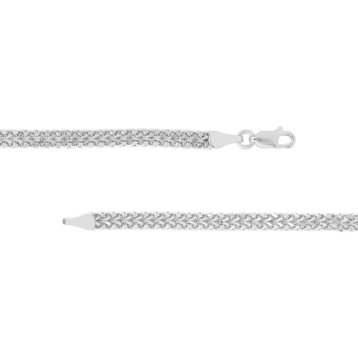 14K White Gold Double Wheat Chain Bracelet