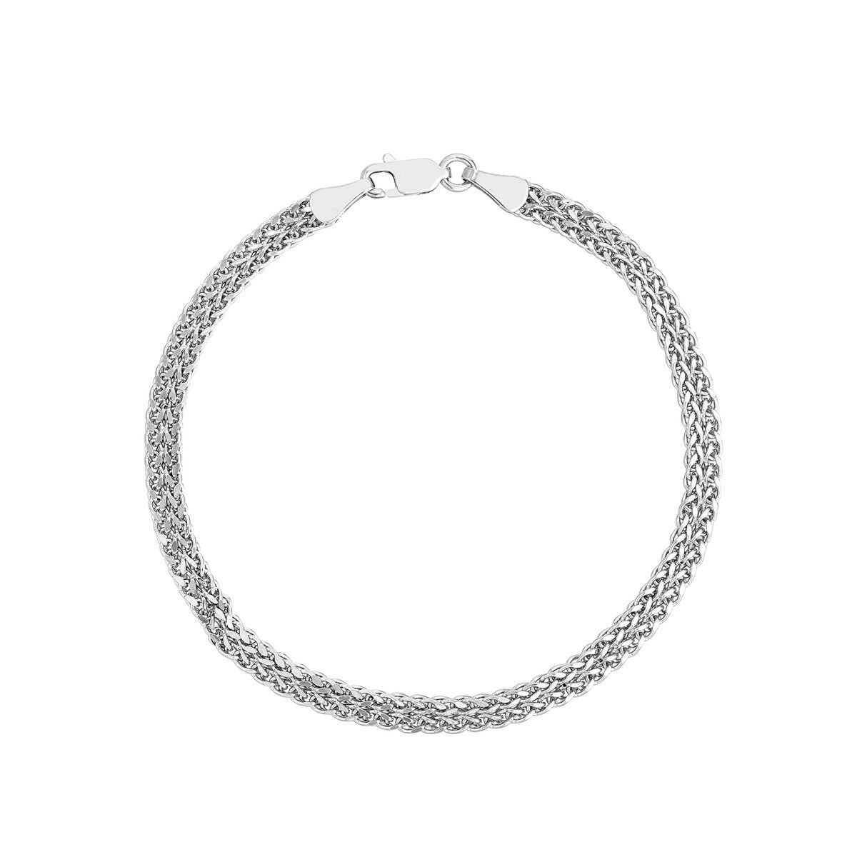 14K White Gold Double Wheat Chain Bracelet