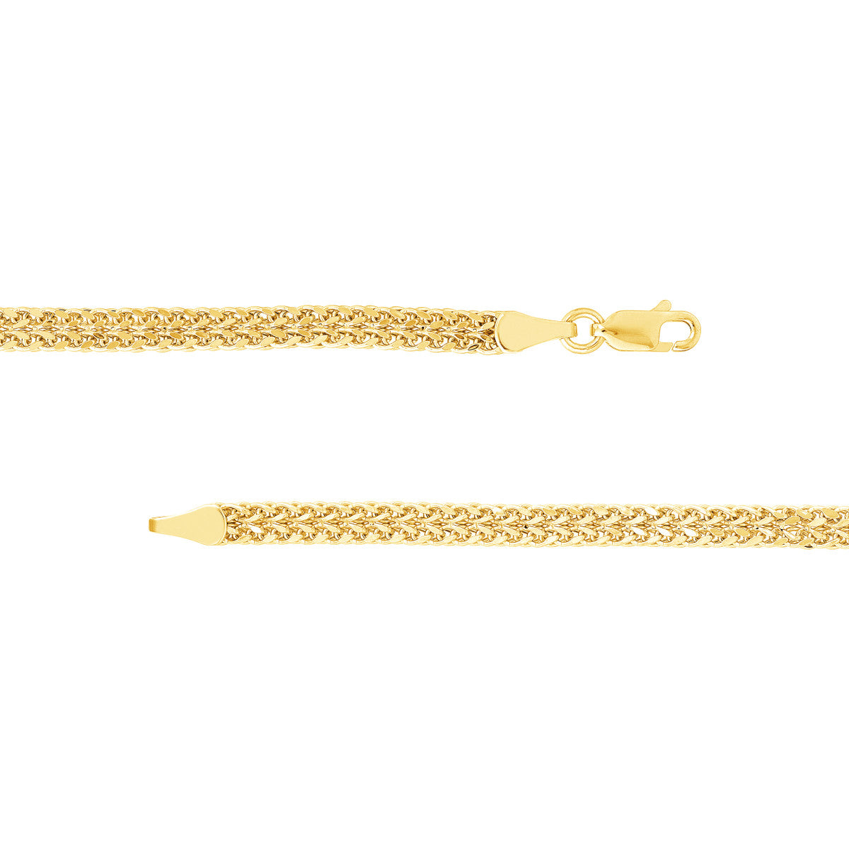 14K Yellow Gold Double Wheat Chain Bracelet