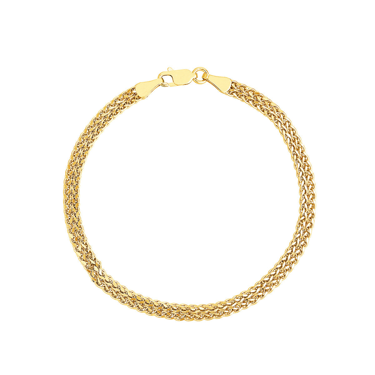 14K Yellow Gold Double Wheat Chain Bracelet