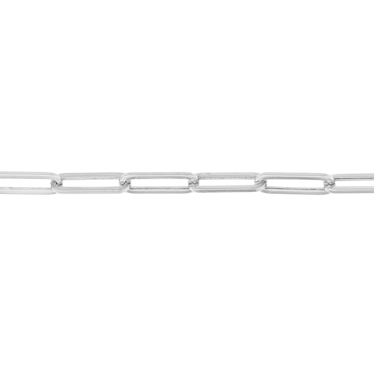 14K White Gold Hollow Paperclip Link Bracelet