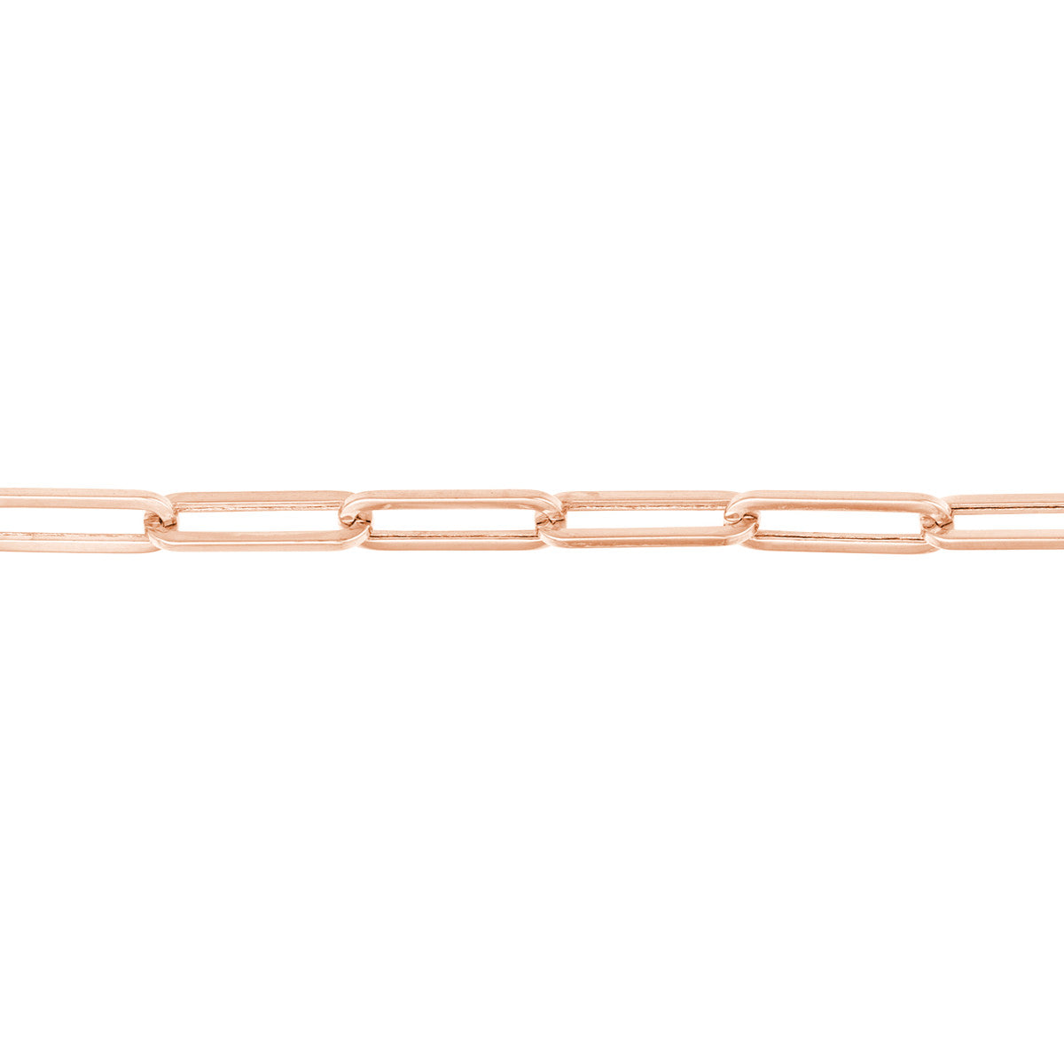 14K Rose Gold Hollow Paperclip Link Bracelet