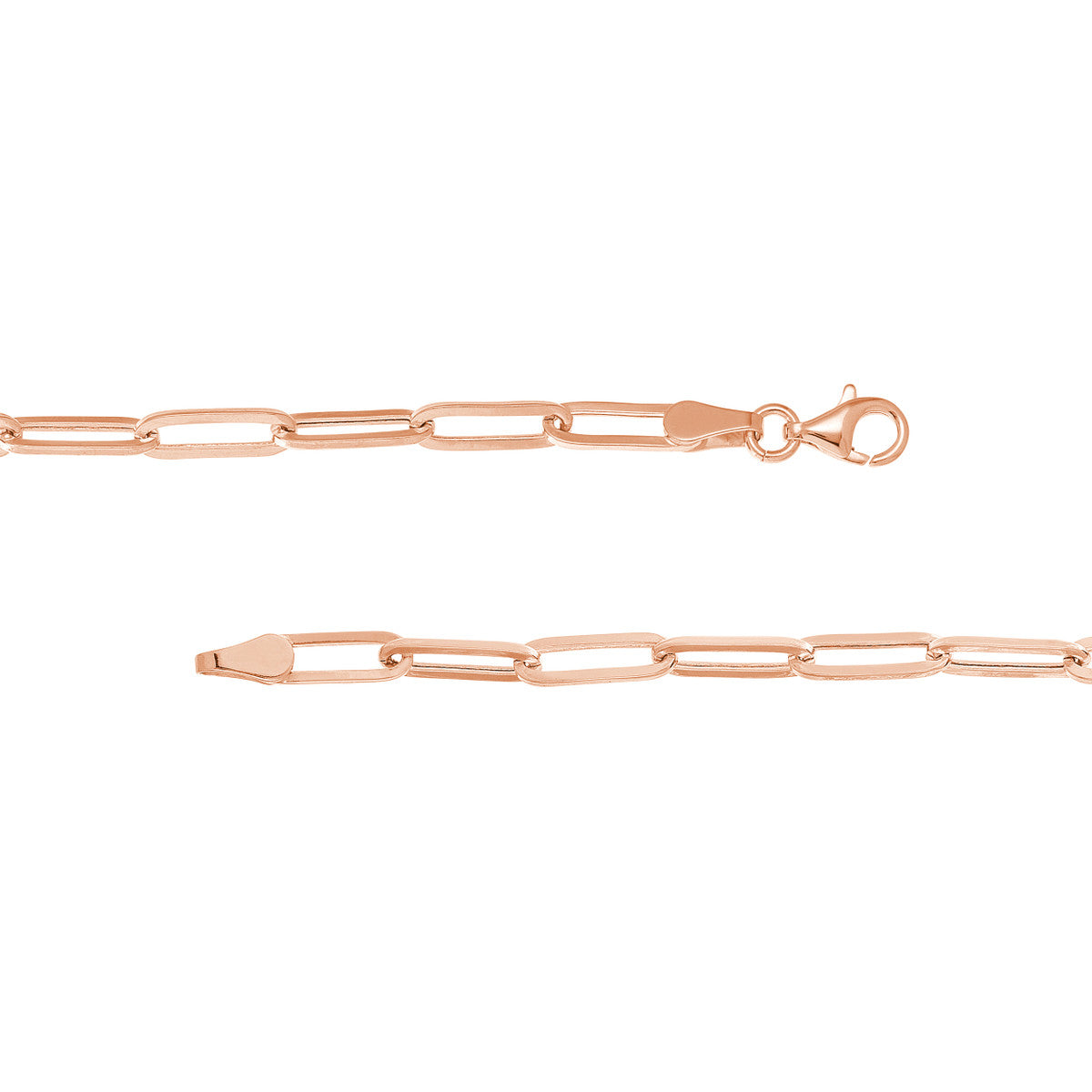 14K Rose Gold Hollow Paperclip Link Bracelet