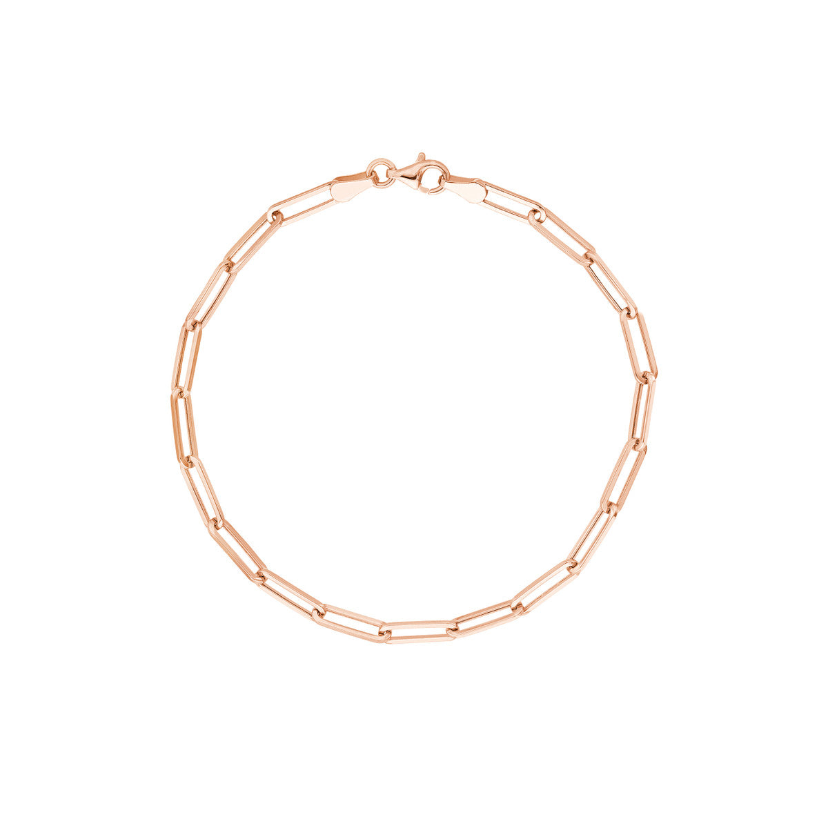 14K Rose Gold Hollow Paperclip Link Bracelet