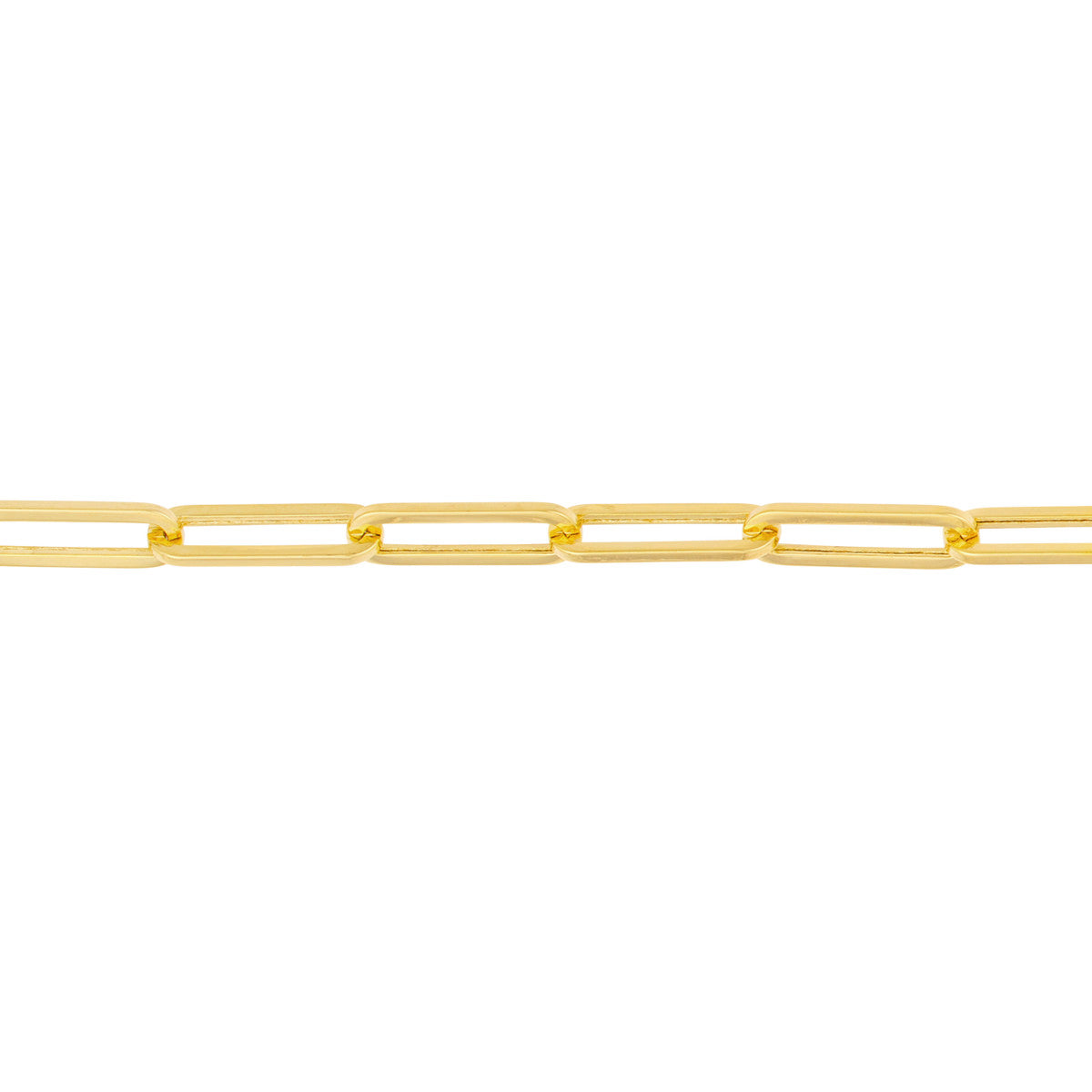 14K Yellow Gold Hollow Paperclip Link Bracelet