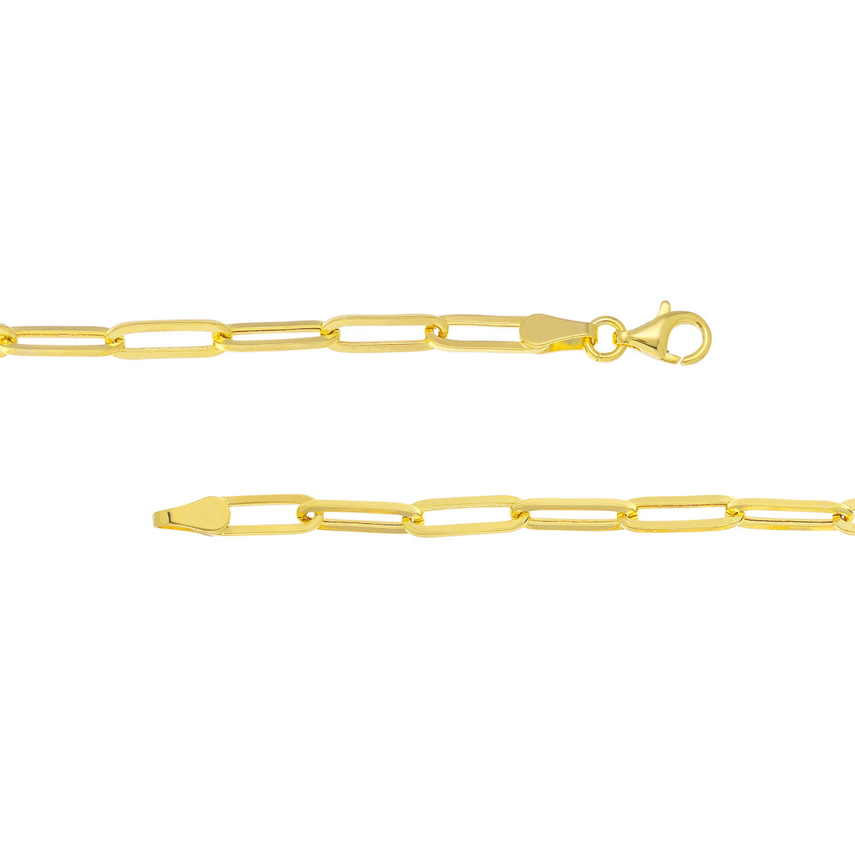 14K Yellow Gold Hollow Paperclip Link Bracelet