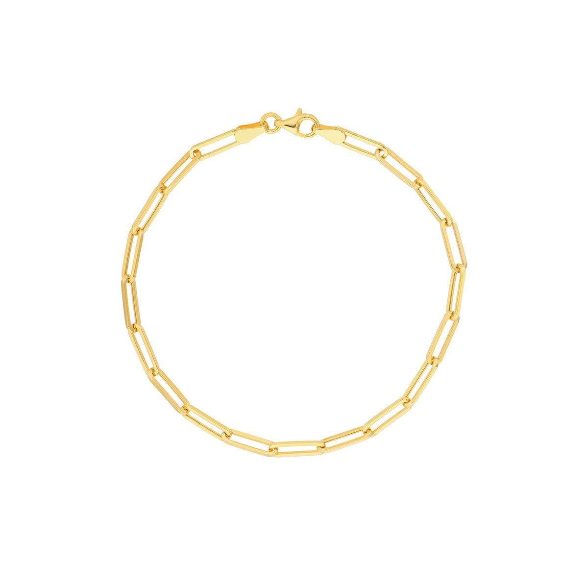 14K Yellow Gold Hollow Paperclip Link Bracelet