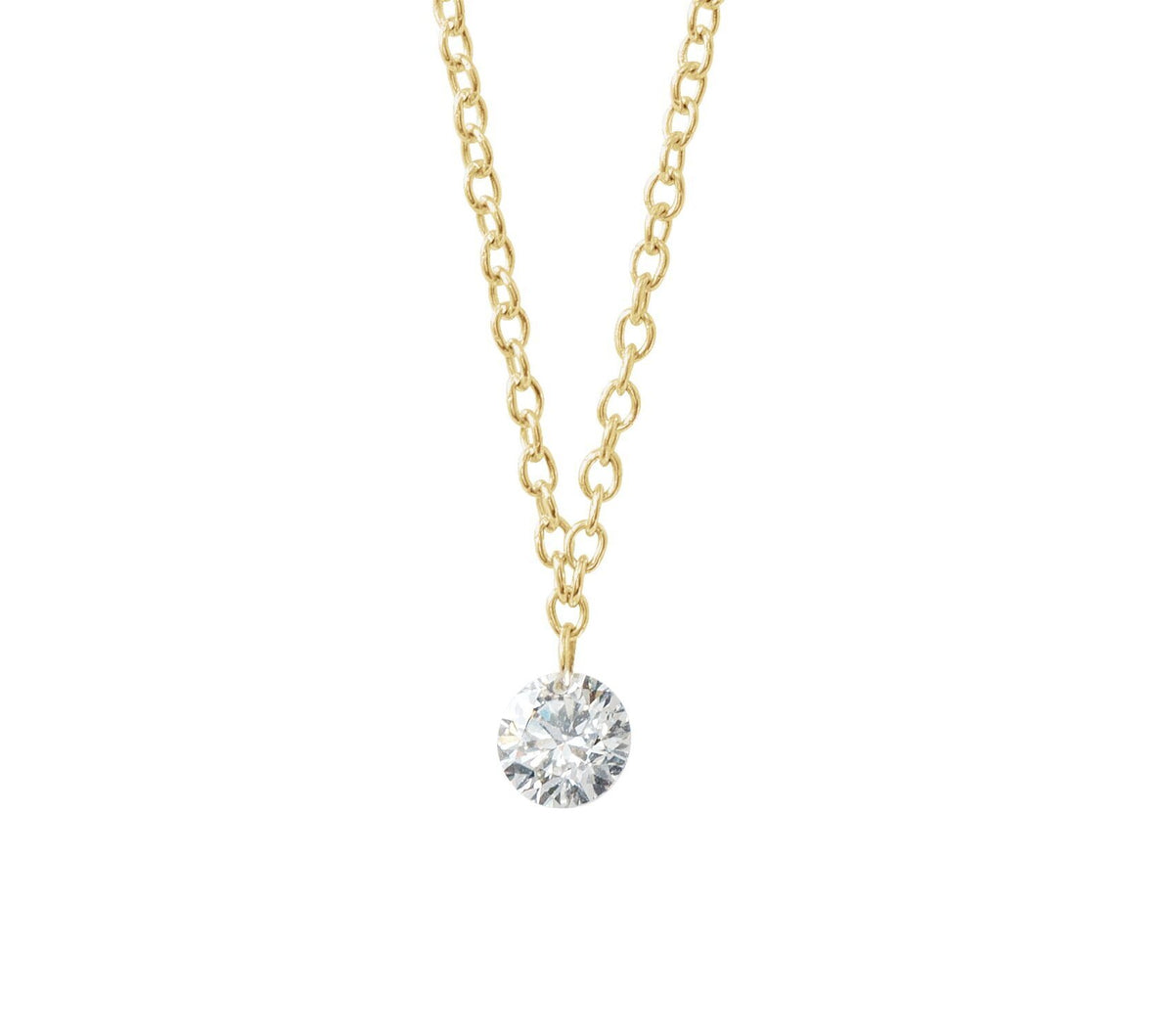 14K Yellow Gold Petite Drilled Diamond Necklace