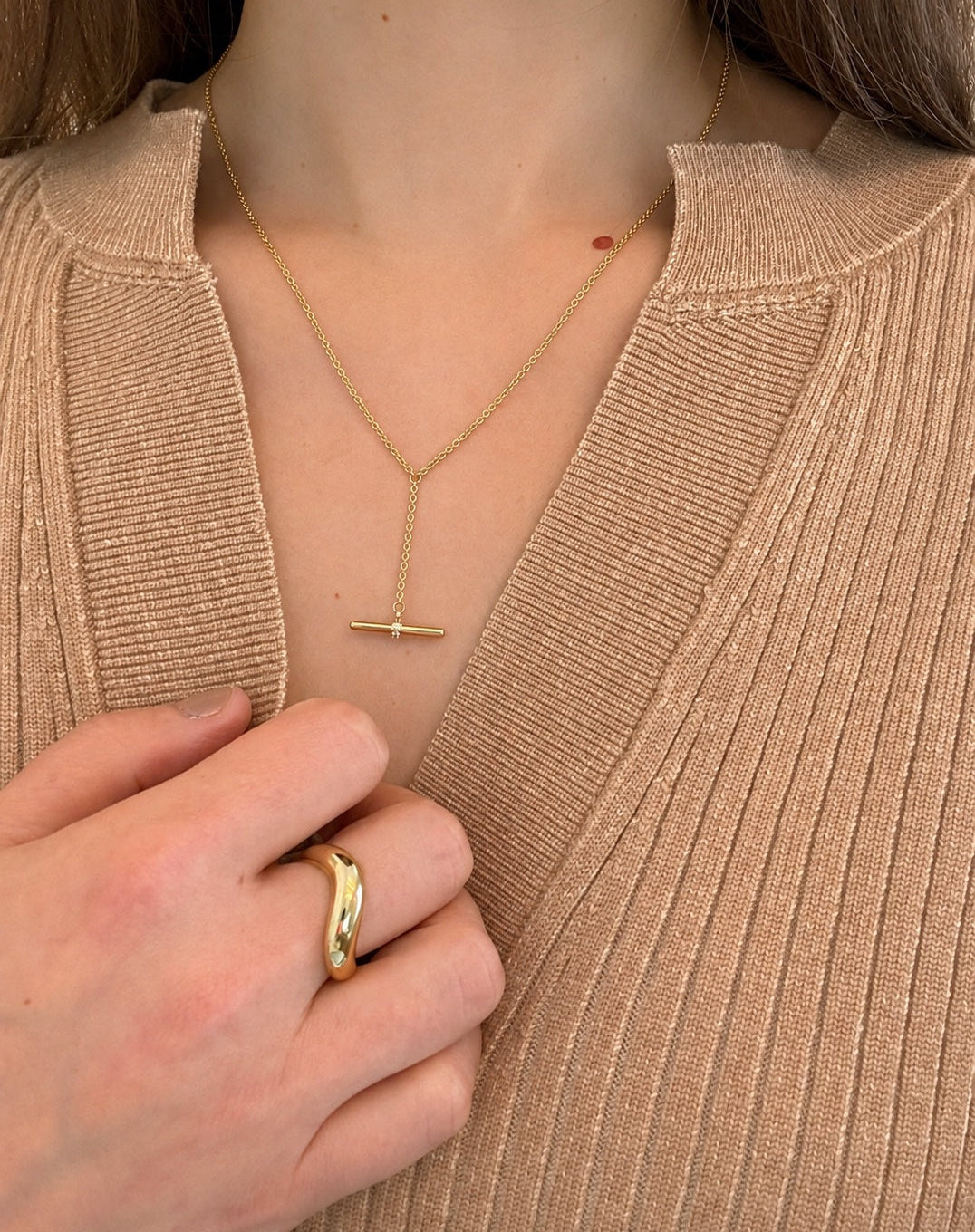 14K Yellow Gold Puffed Wave Ring