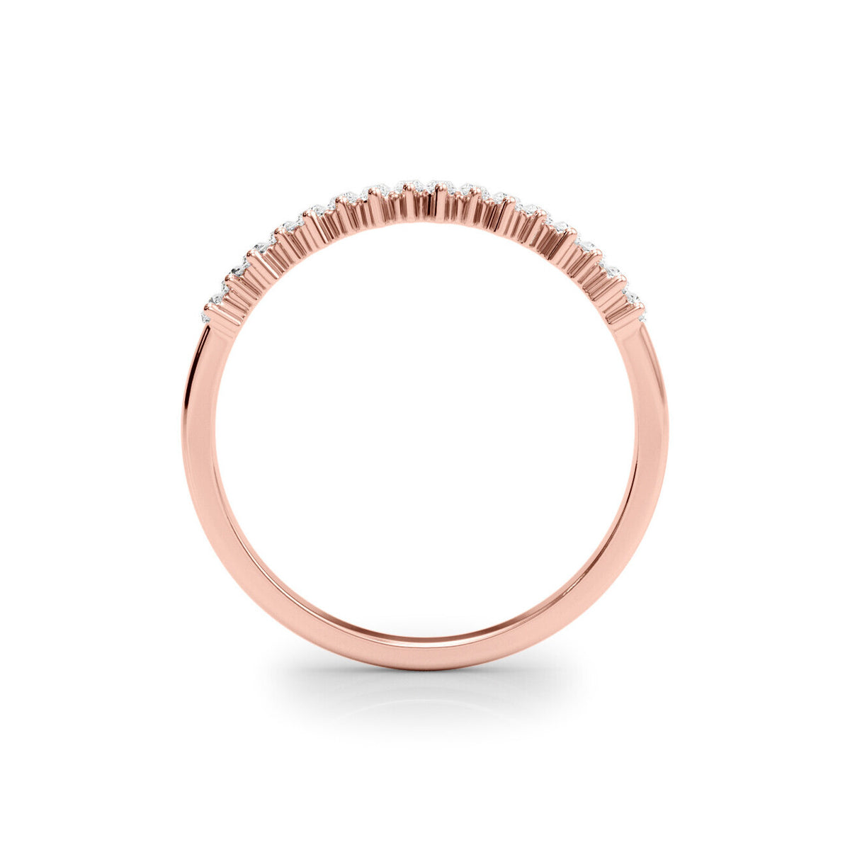 14K Rose Gold Straight Baguette Partial Diamond Band