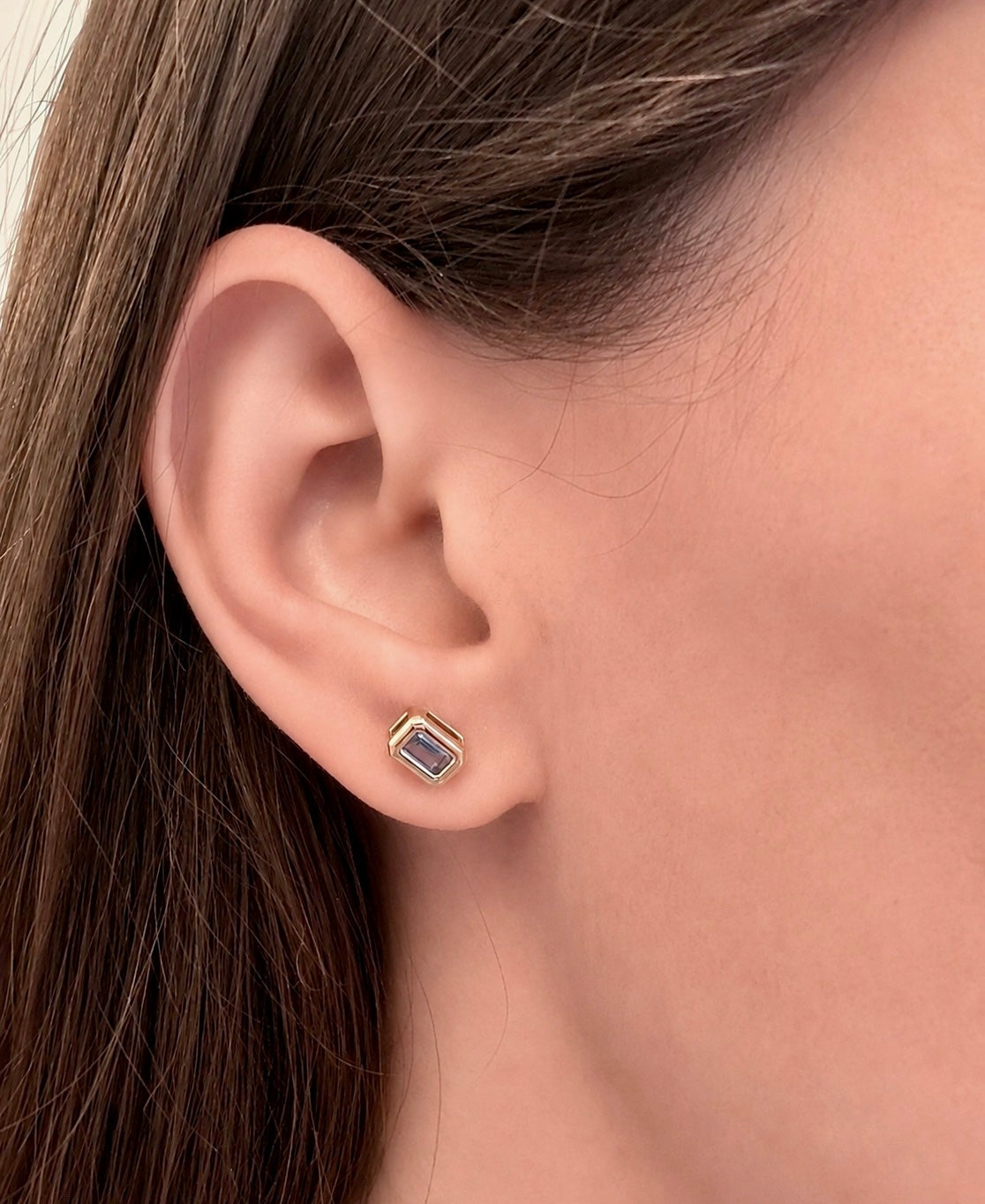 14K Yellow Gold Sky Blue Topaz Bezel Earrings