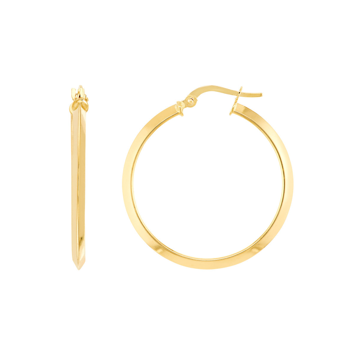 14K Yellow Gold Knife Edge Hoop Earrings