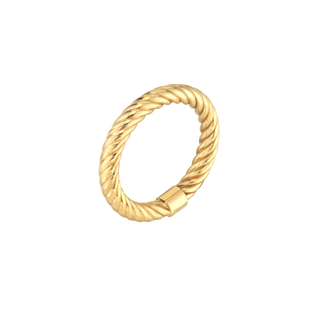 14K Yellow Gold Twisted Rope Tube Ring