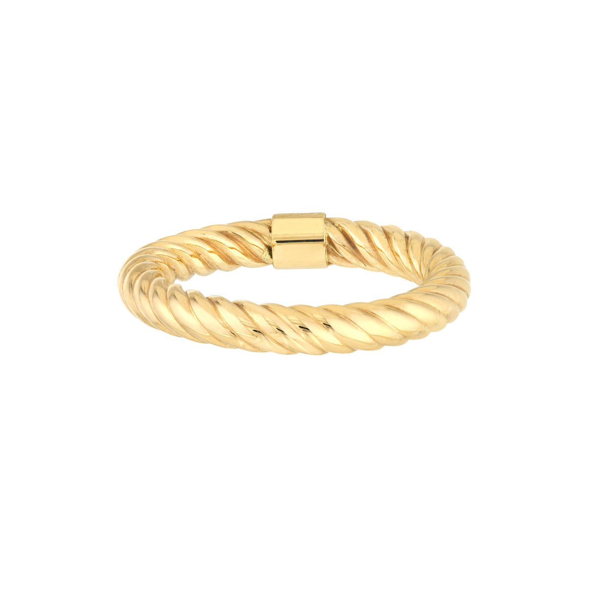 14K Yellow Gold Twisted Rope Tube Ring
