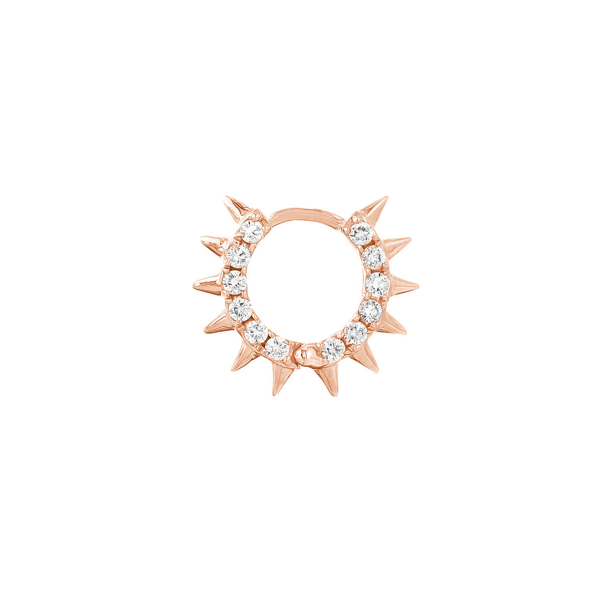 14K Rose Gold Diamond Pave Spike Huggies