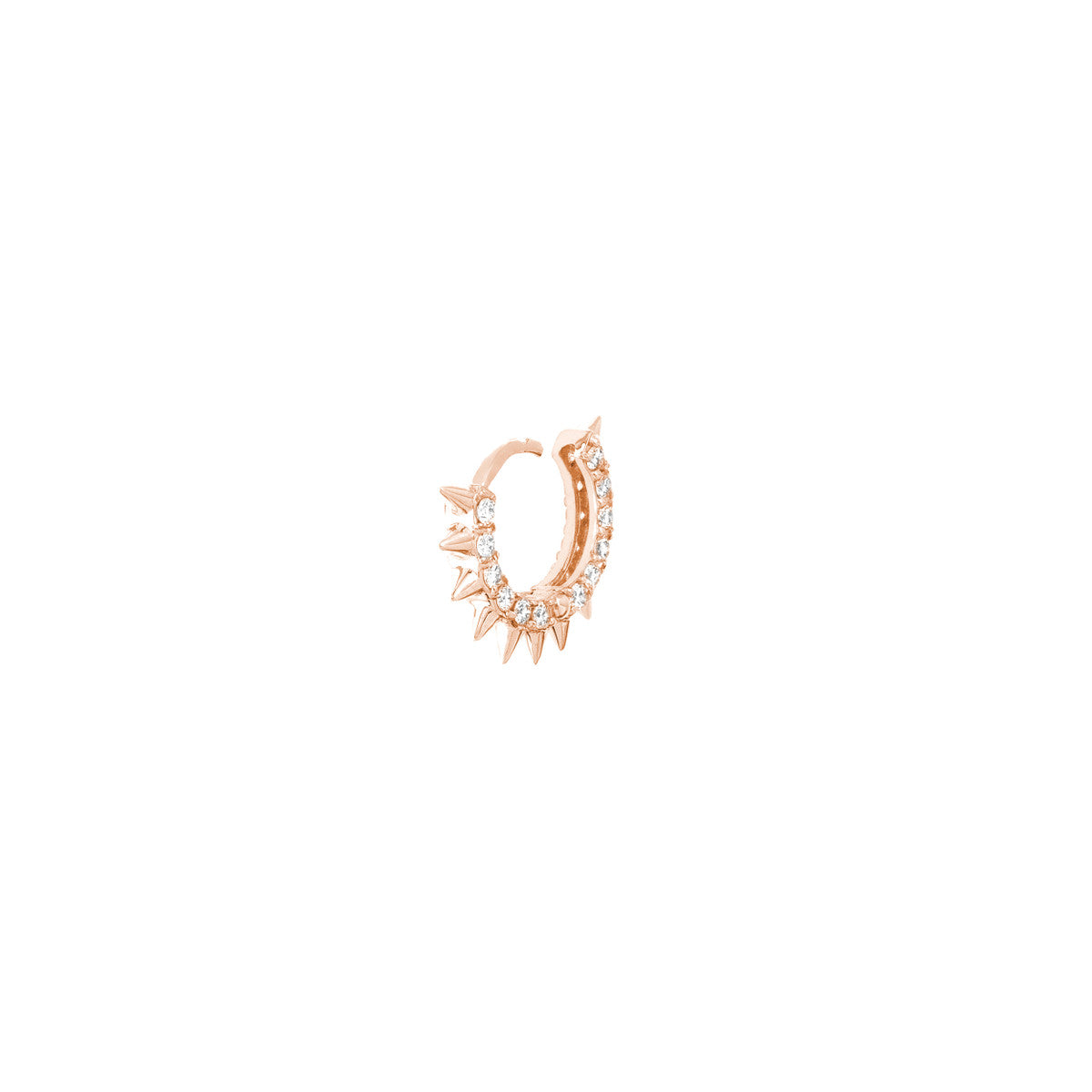 14K Rose Gold Diamond Pave Spike Huggies