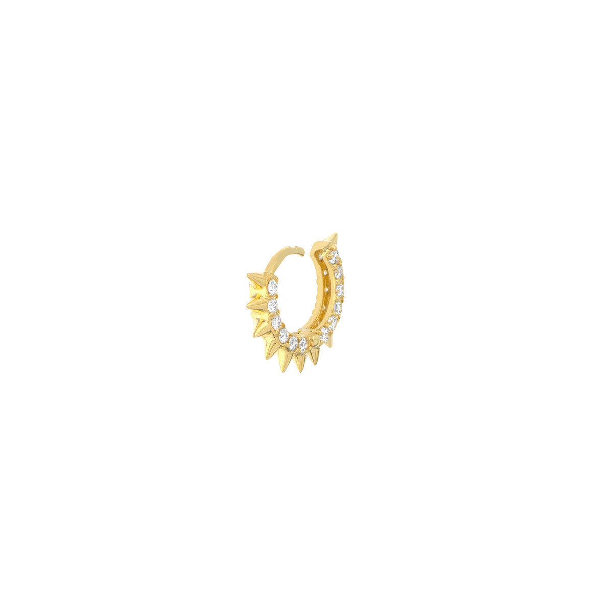 14K Yellow Gold Diamond Pave Spike Huggies