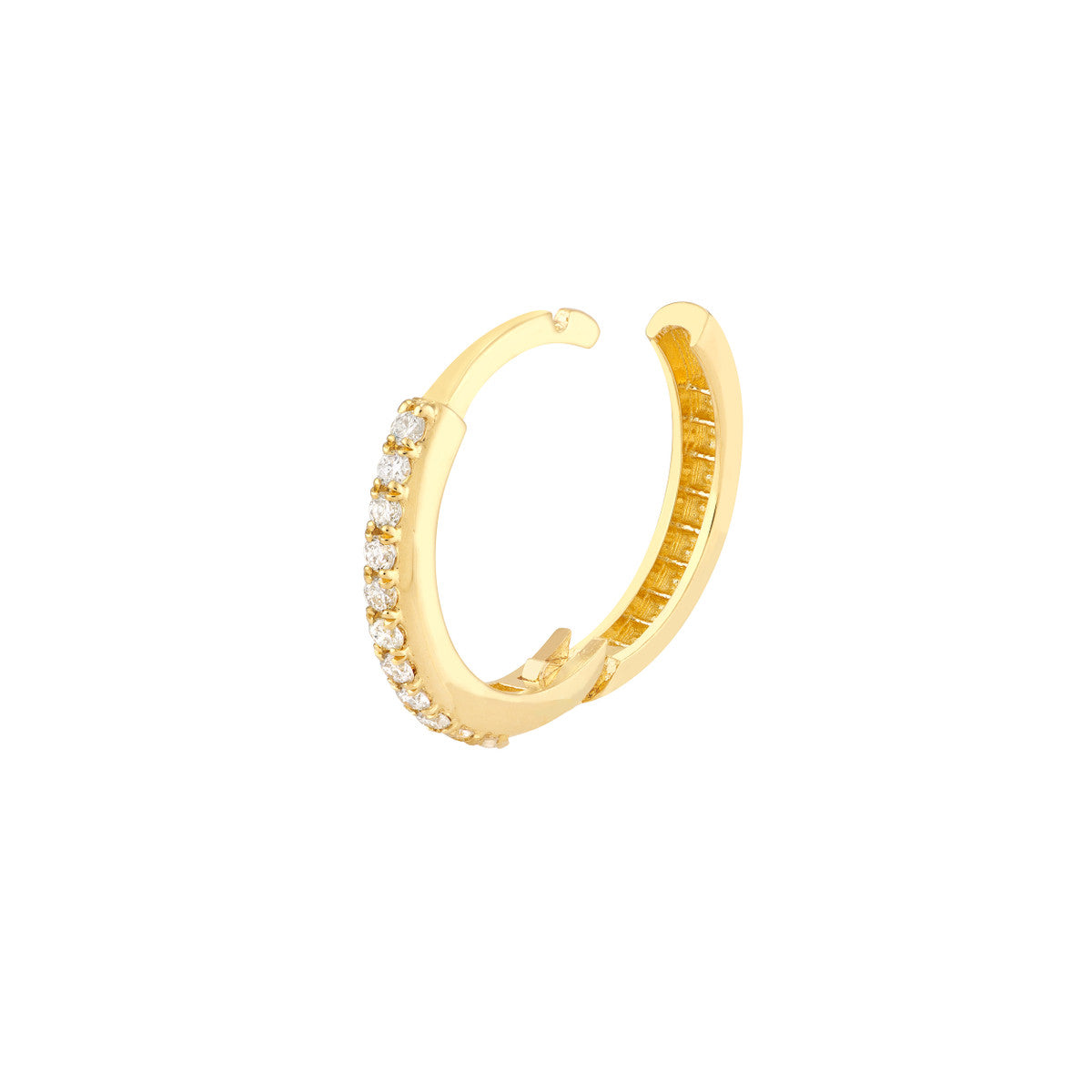 14K Yellow Gold Diamond Mini Hoop Earrings