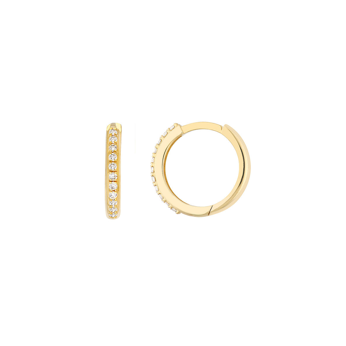 14K Yellow Gold Diamond Mini Hoop Earrings