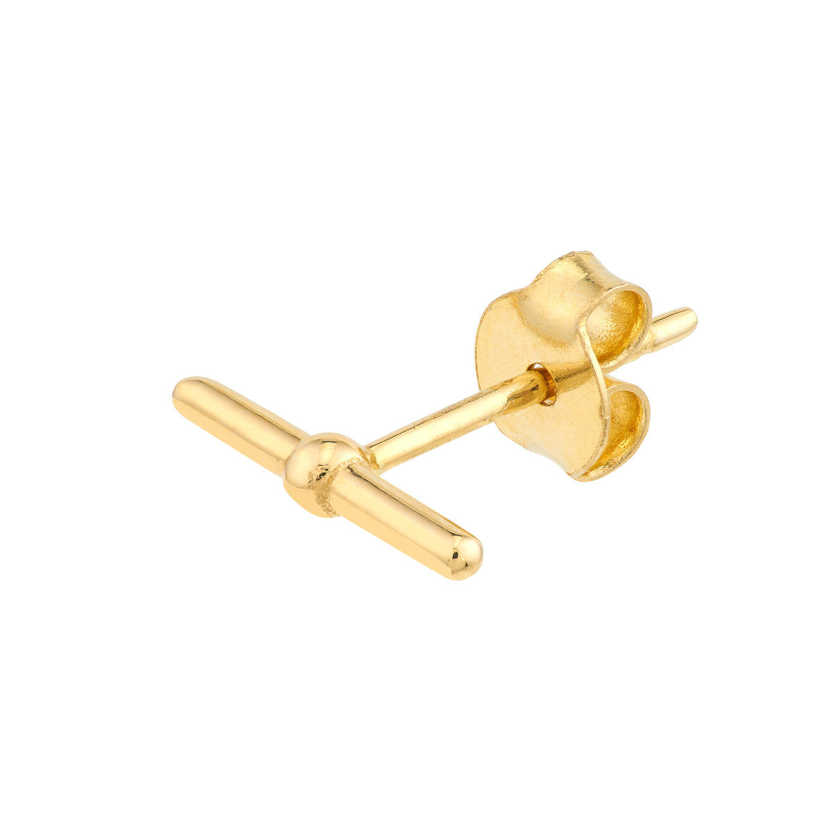 14K Yellow Gold Bar Stud Earrings