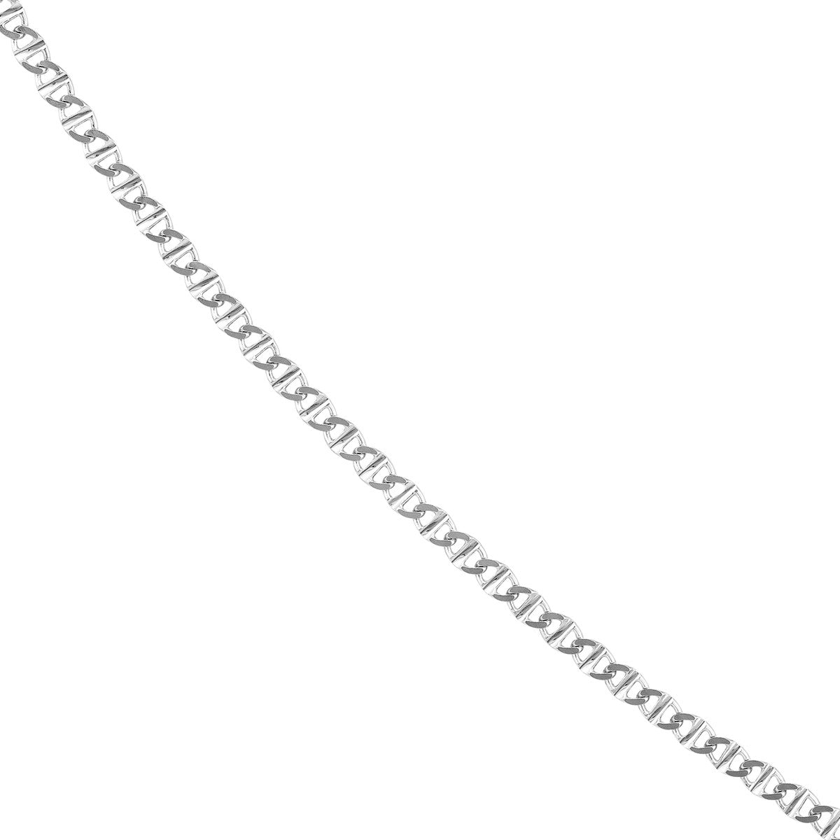 14K White Gold Flat Mariner Chain Necklace