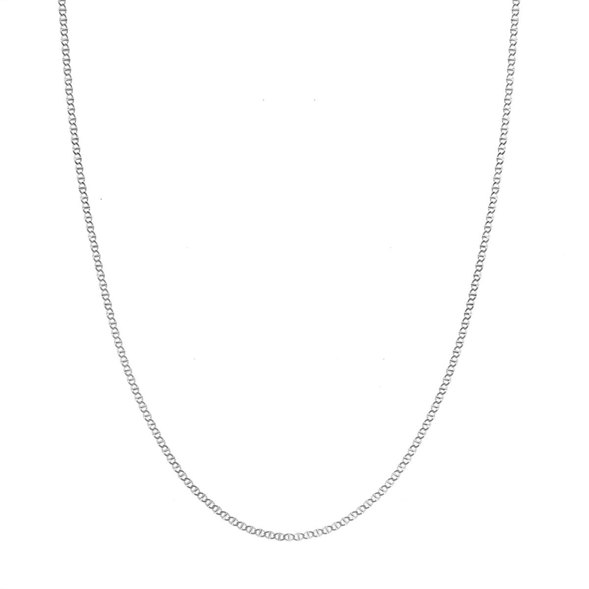 14K White Gold Flat Mariner Chain Necklace