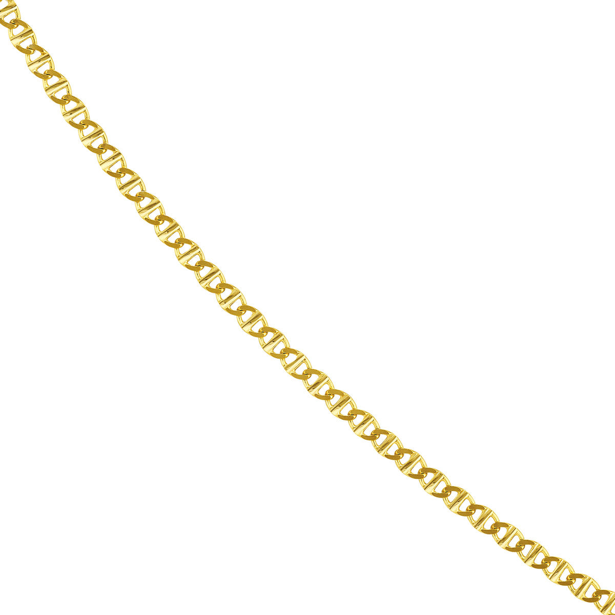 14K Yellow Gold Flat Mariner Chain Necklace