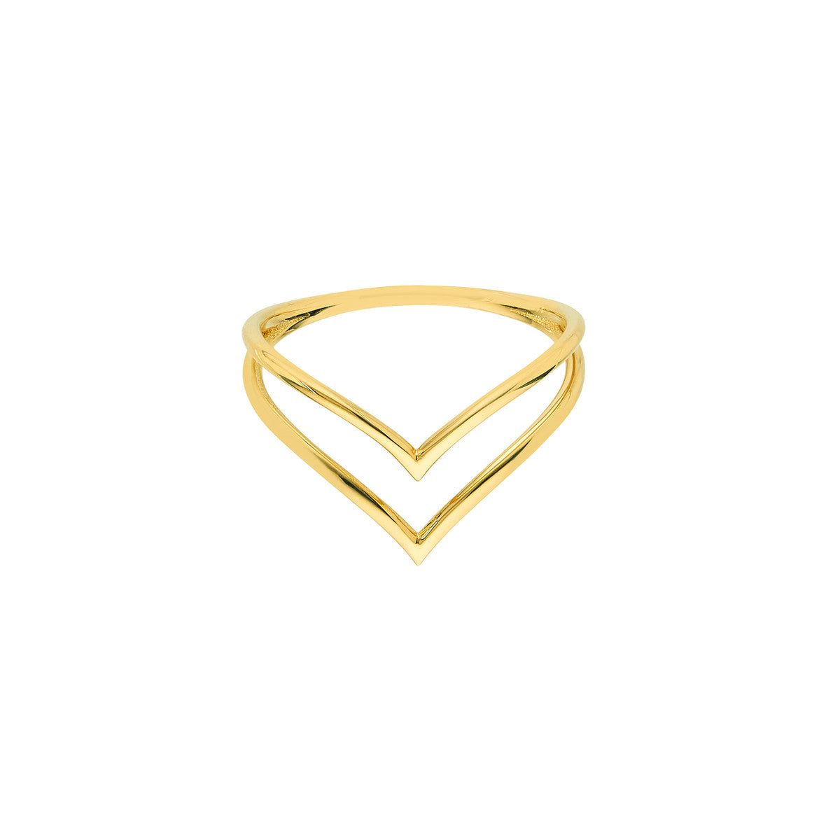 14K Yellow Gold Double Chevron Wire Ring