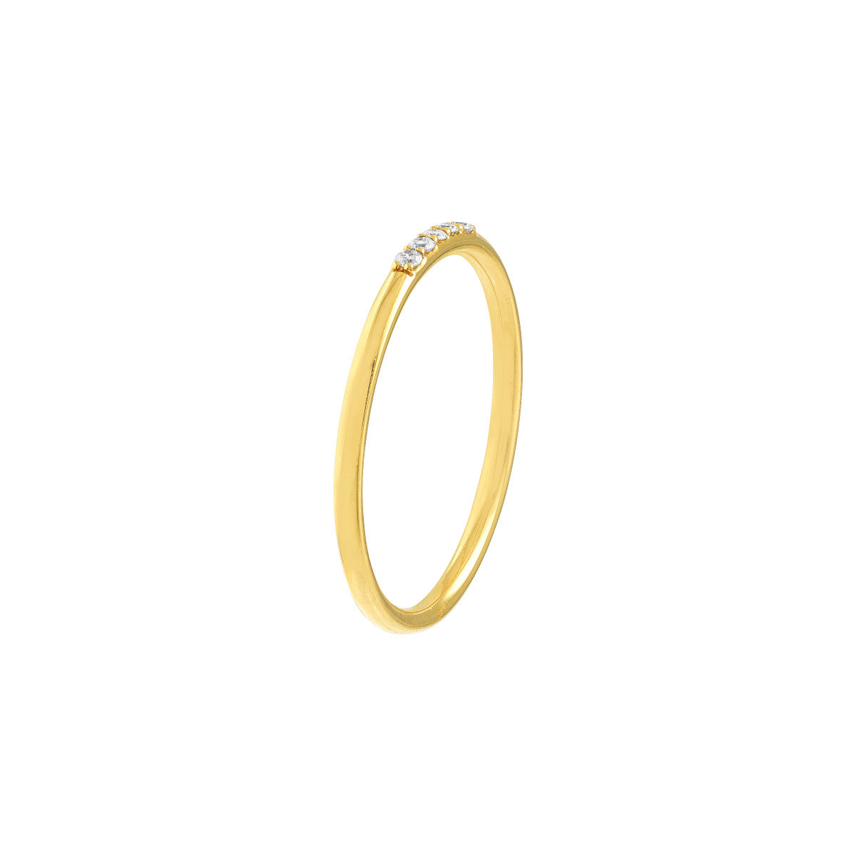 14K Yellow Gold Thin Diamond Row Band